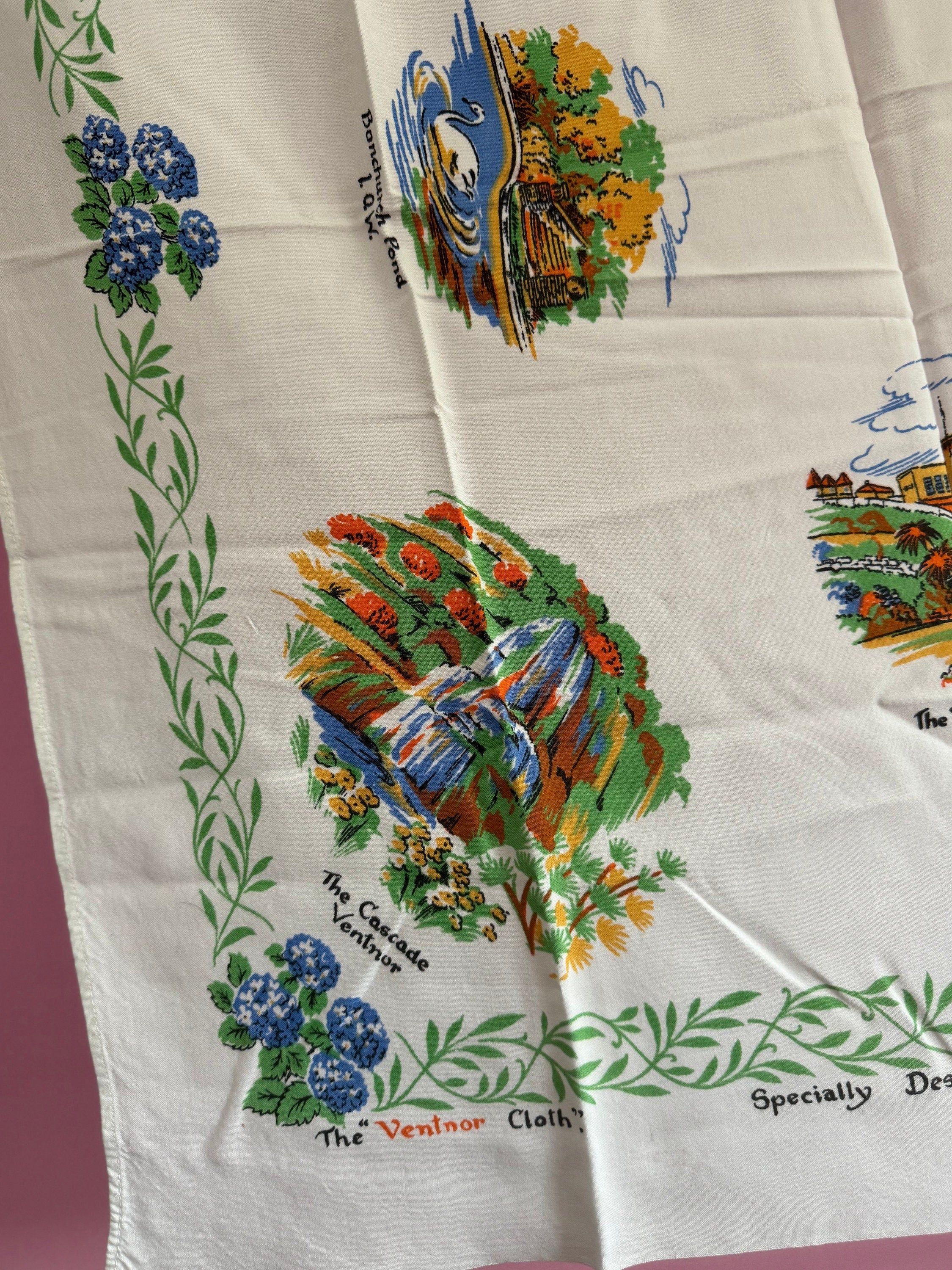 Vintage East Anglia Souvenir Tablecloth: Norwich & Yarmouth Landmarks