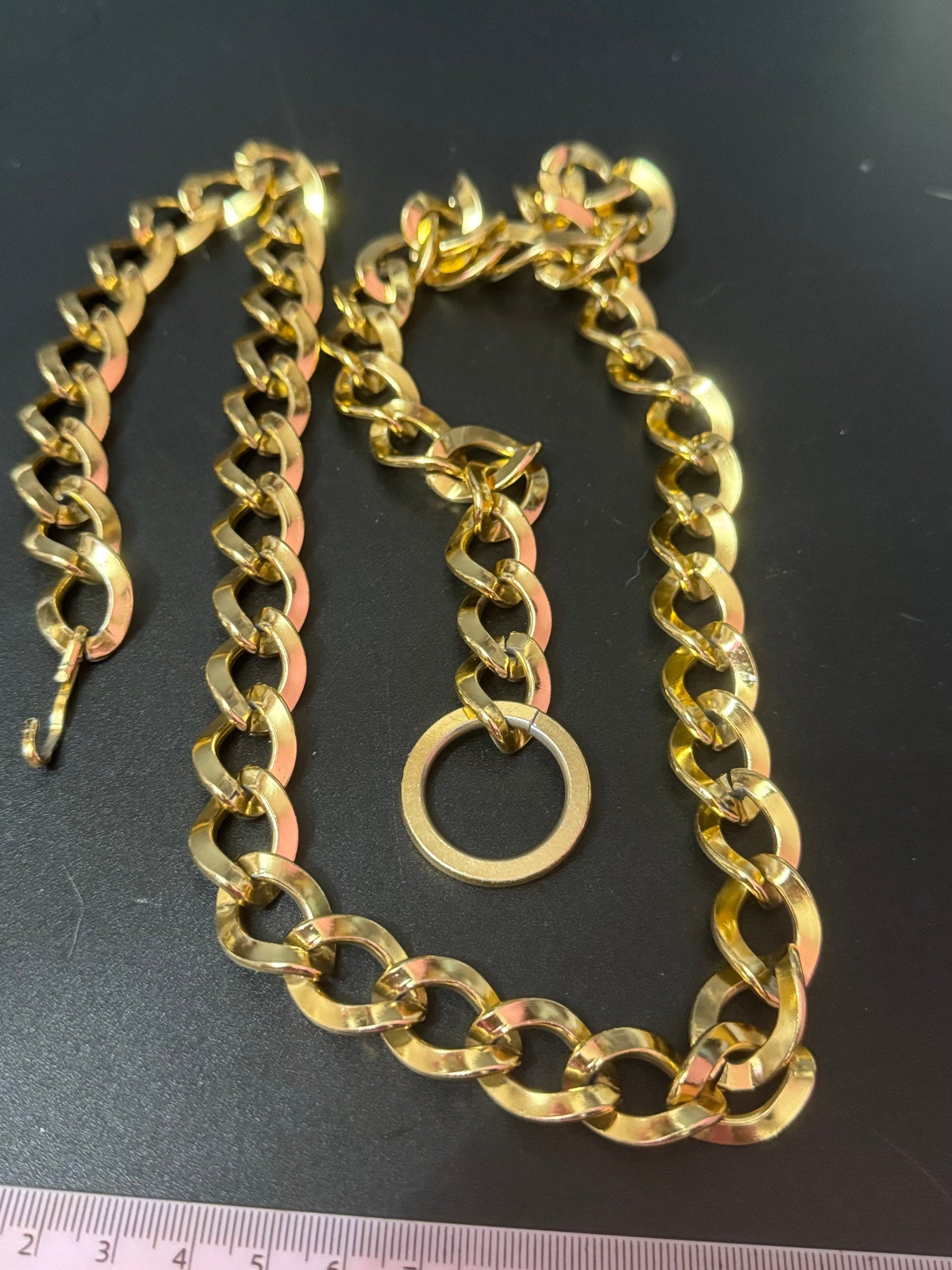 Vintage Gold Tone Chain Link Belt: Boho Hippie Festival (To 90cm)