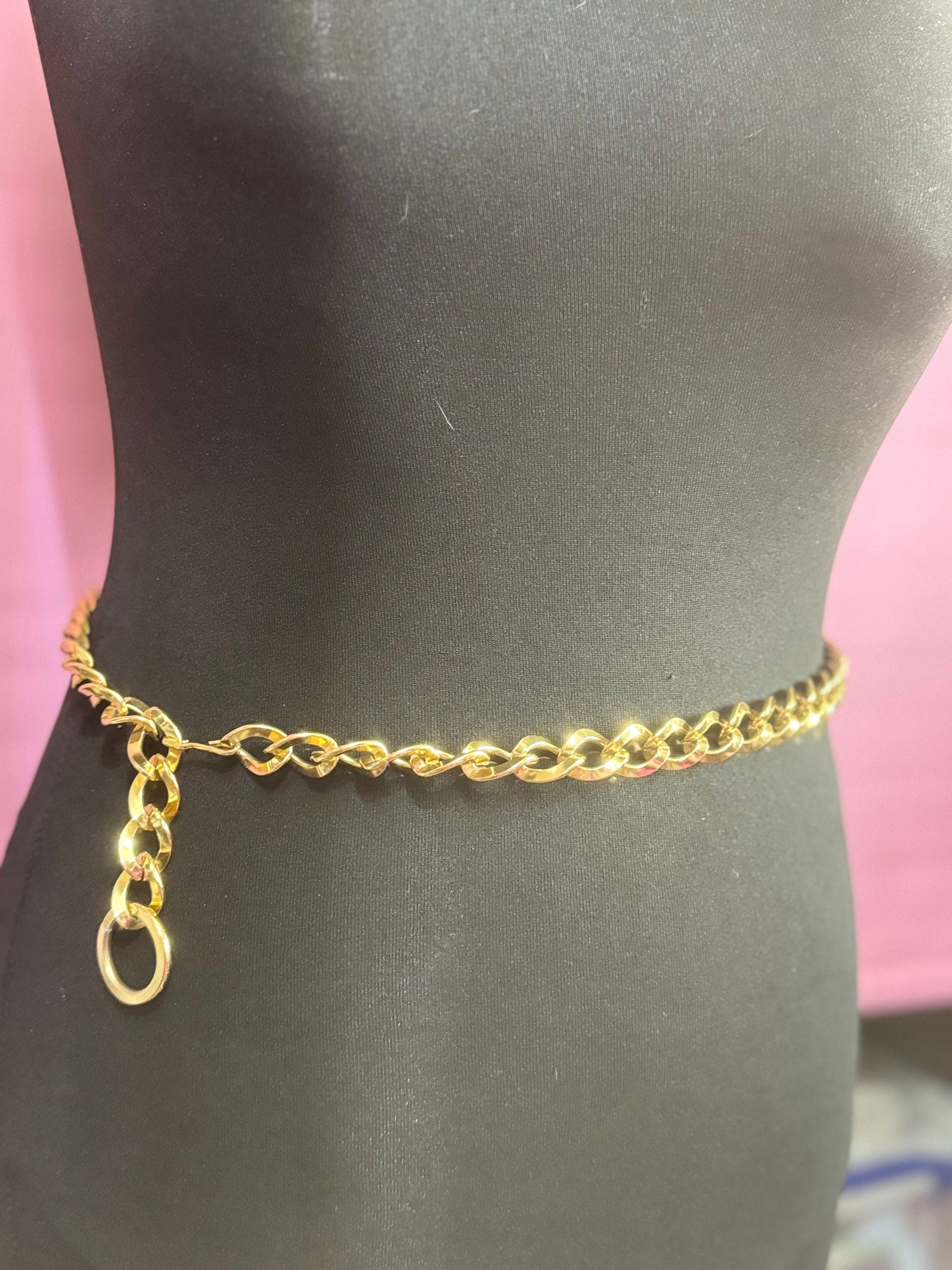 Vintage Gold Tone Chain Link Belt: Boho Hippie Festival (To 90cm)