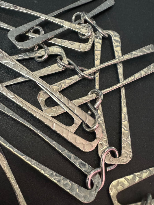 Vintage Ladies silver tone Textured bar chain link belt adjustable to 86cm