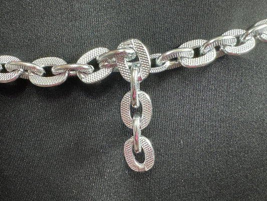 vintage 100cm metal silver tone chunky chain link belt 1980s 1970s