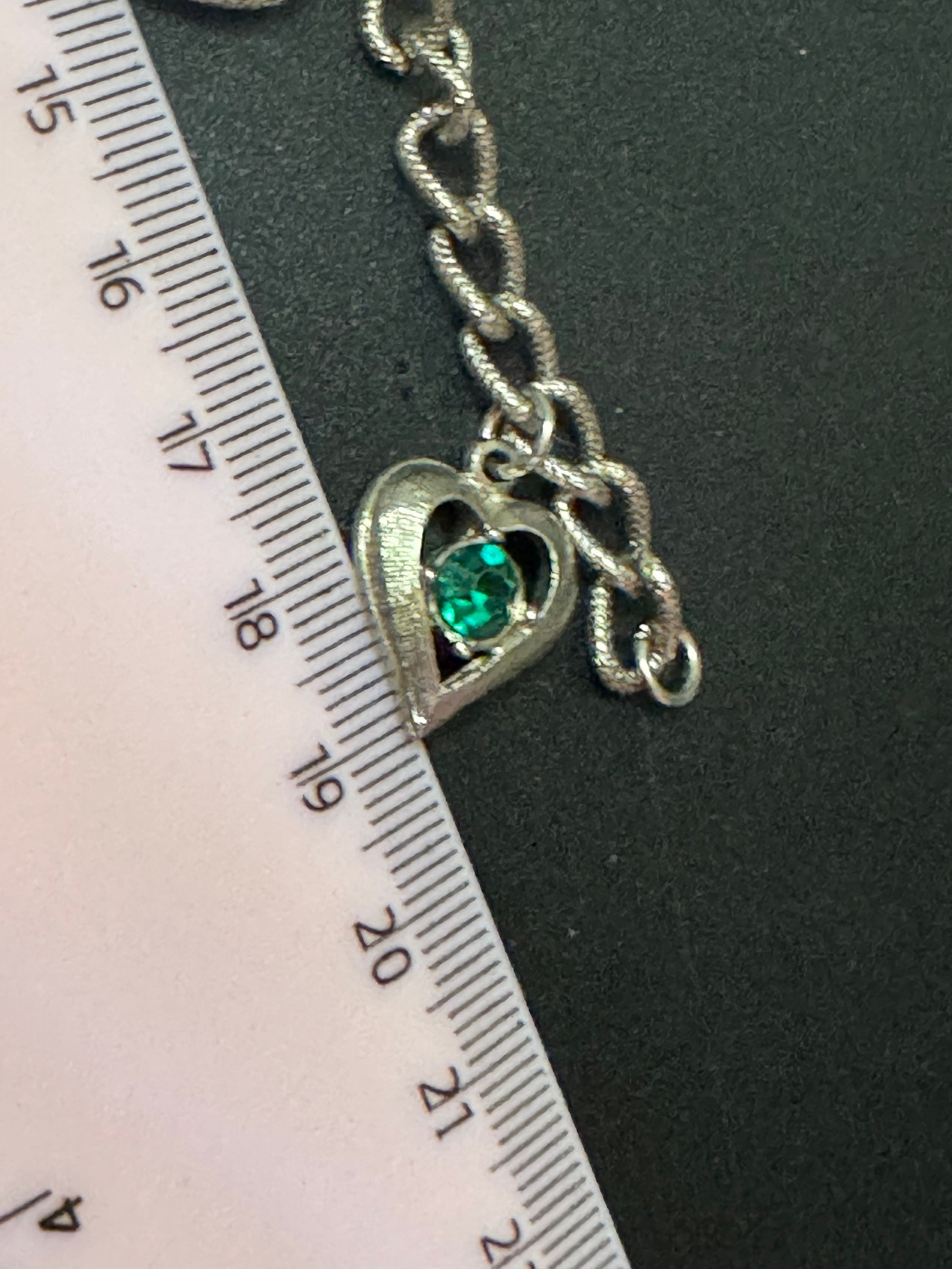 Vintage I love you charm bracelet Silver tone with hearts