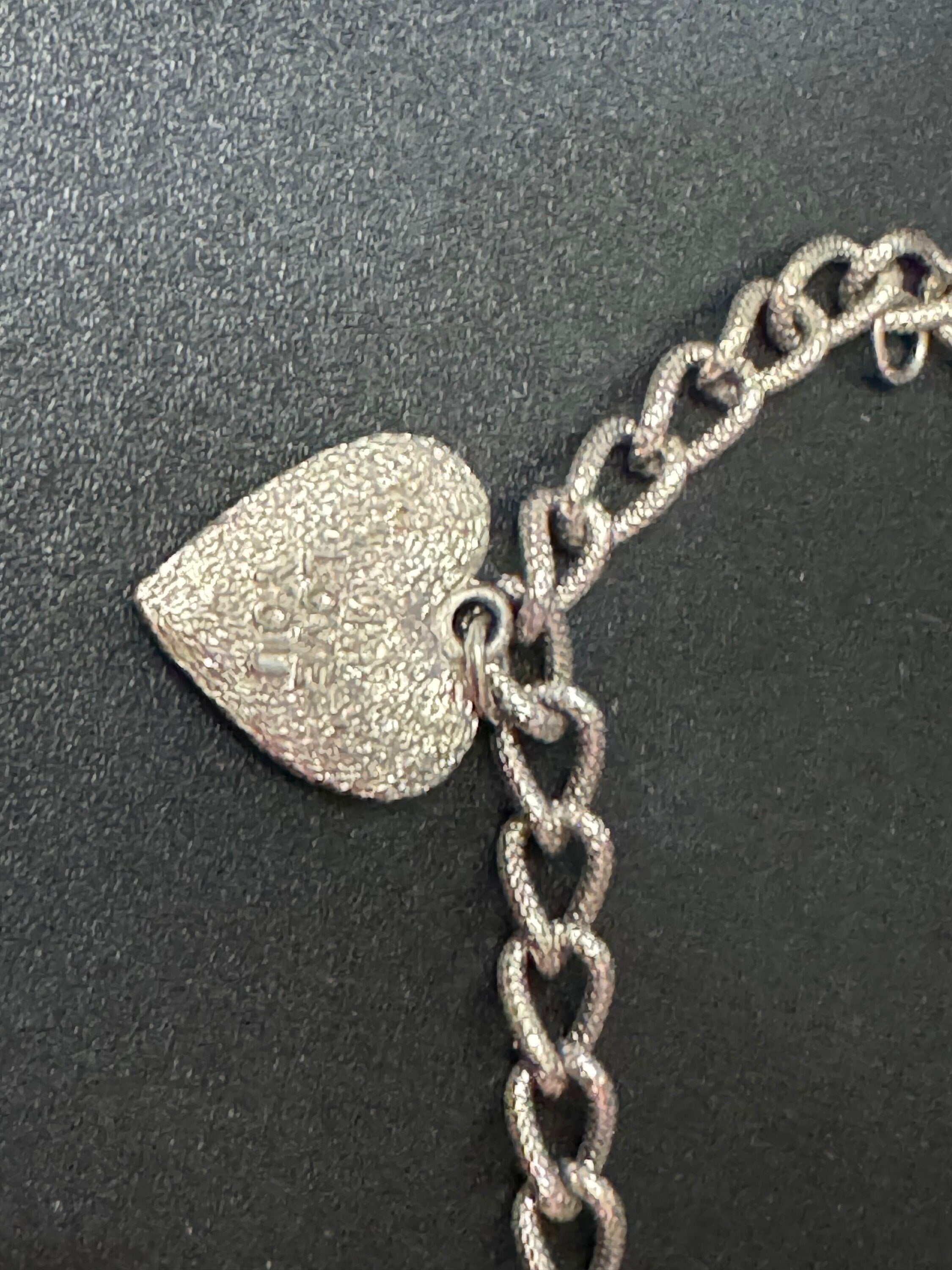 Vintage I love you charm bracelet Silver tone with hearts