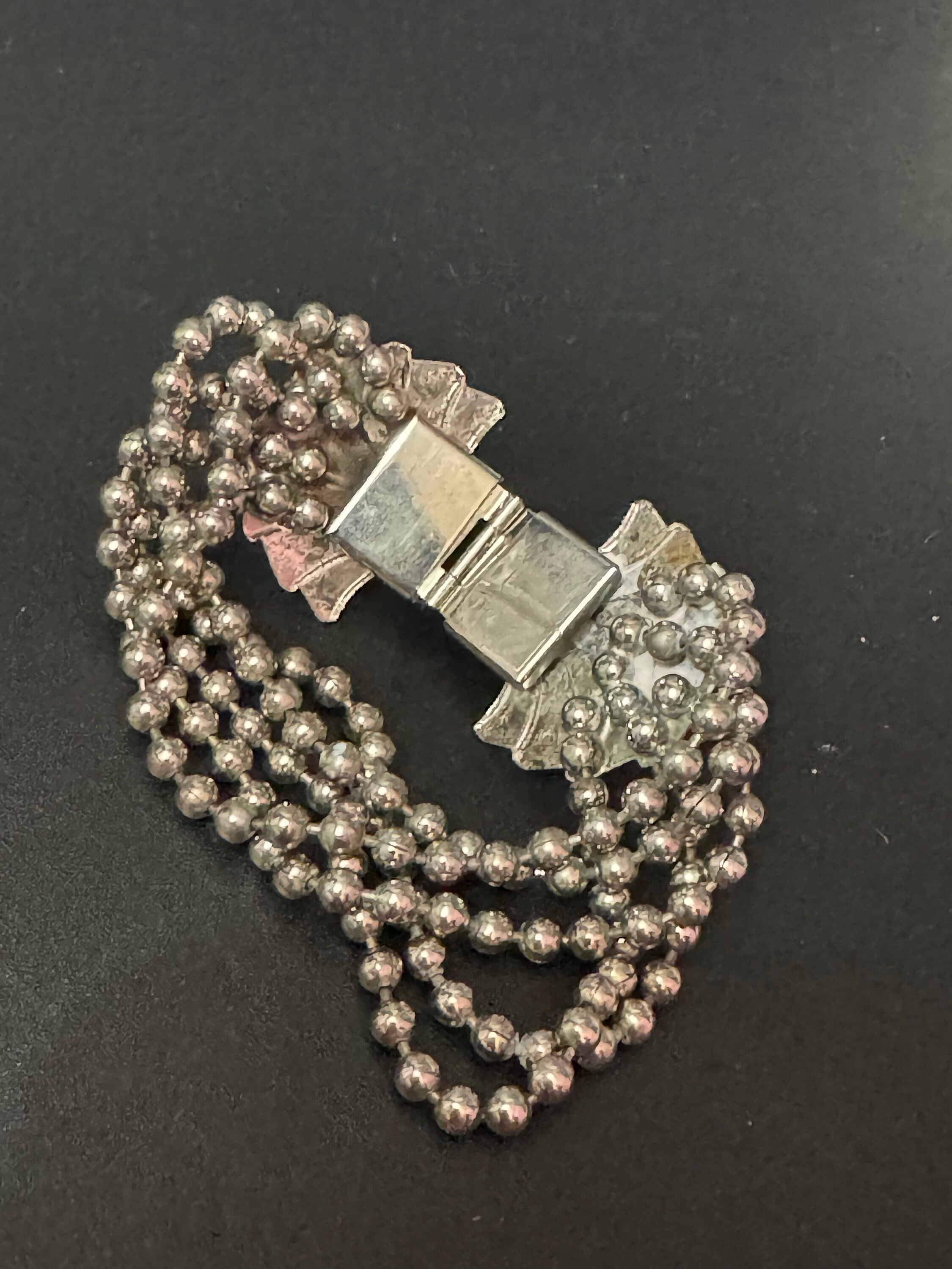 art deco geometric ball chain link Bracelet vintage