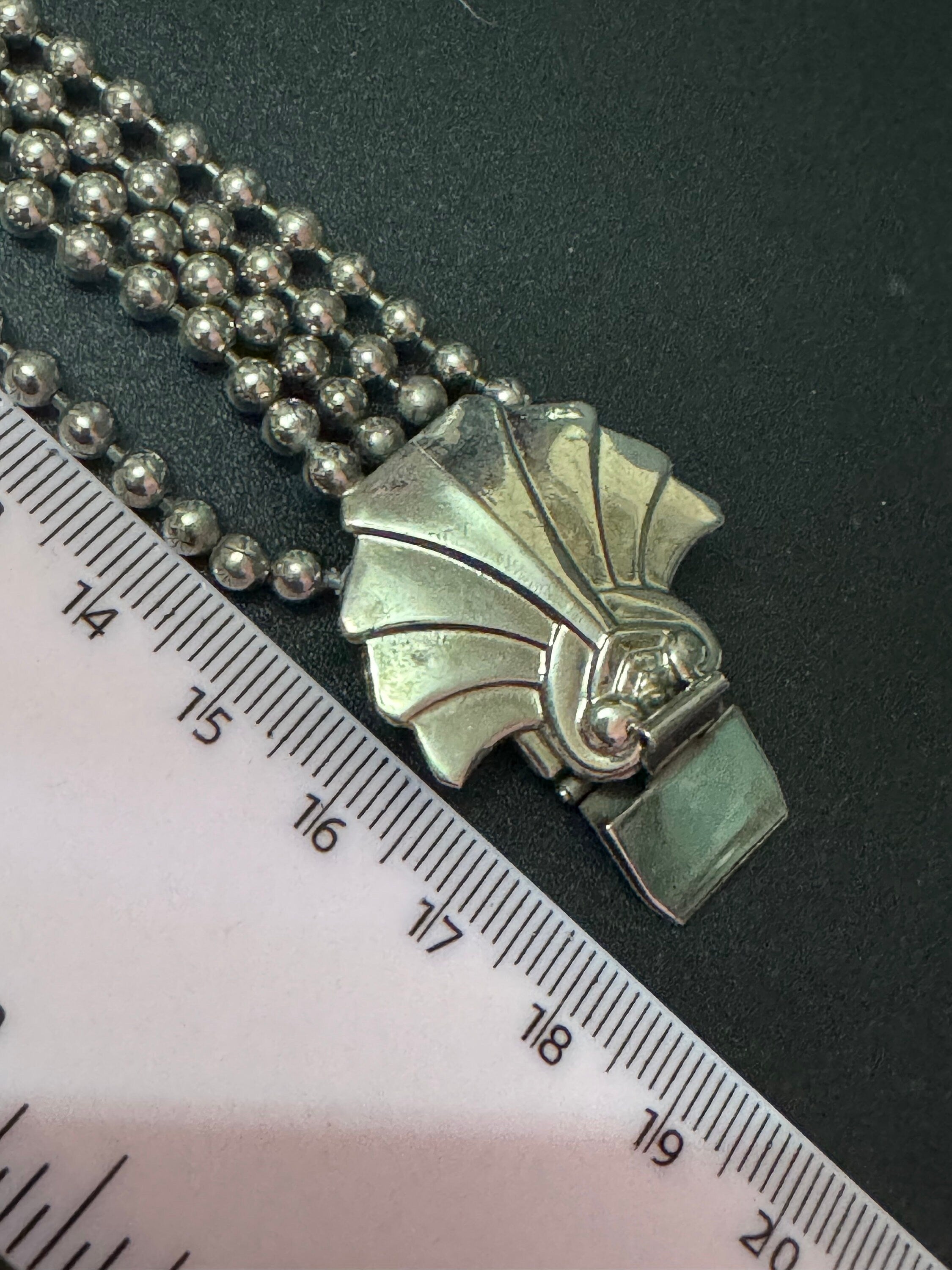 art deco geometric ball chain link Bracelet vintage