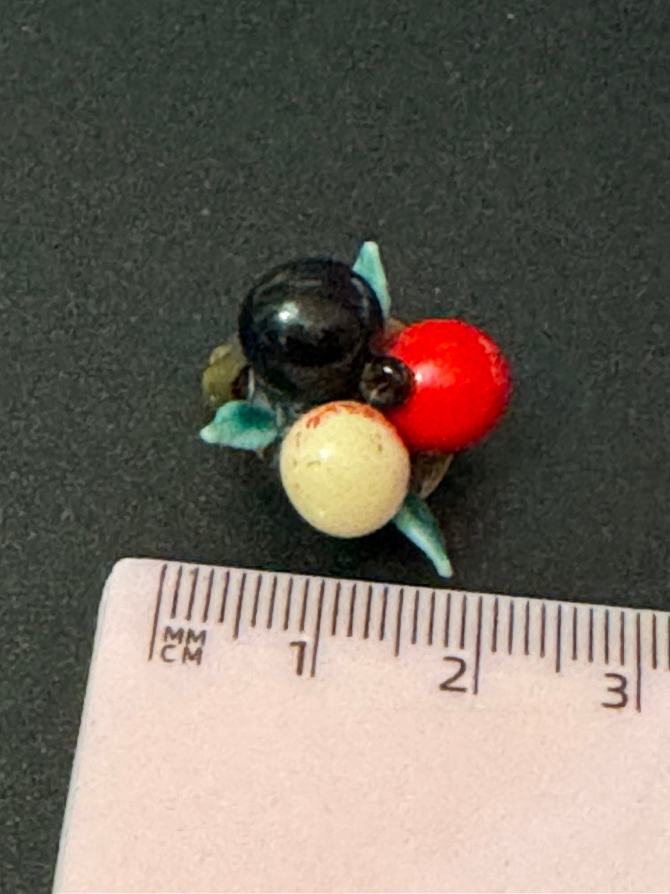 Antique FRUIT Basket clip on stud earrings 1930s