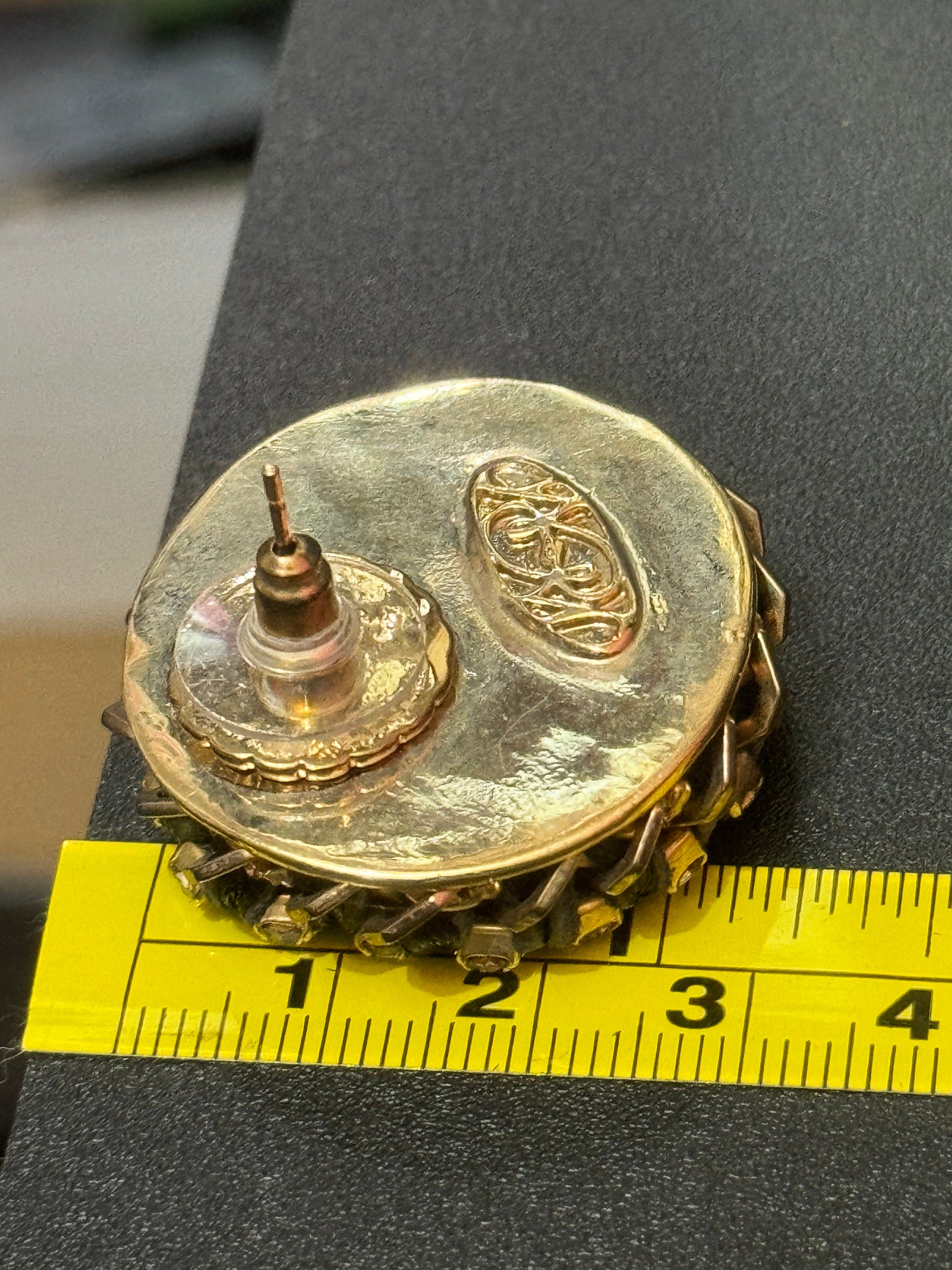 Retro Swarovski Crystal Diamanté Jewelry Set: Gold Tone Knot Pendant