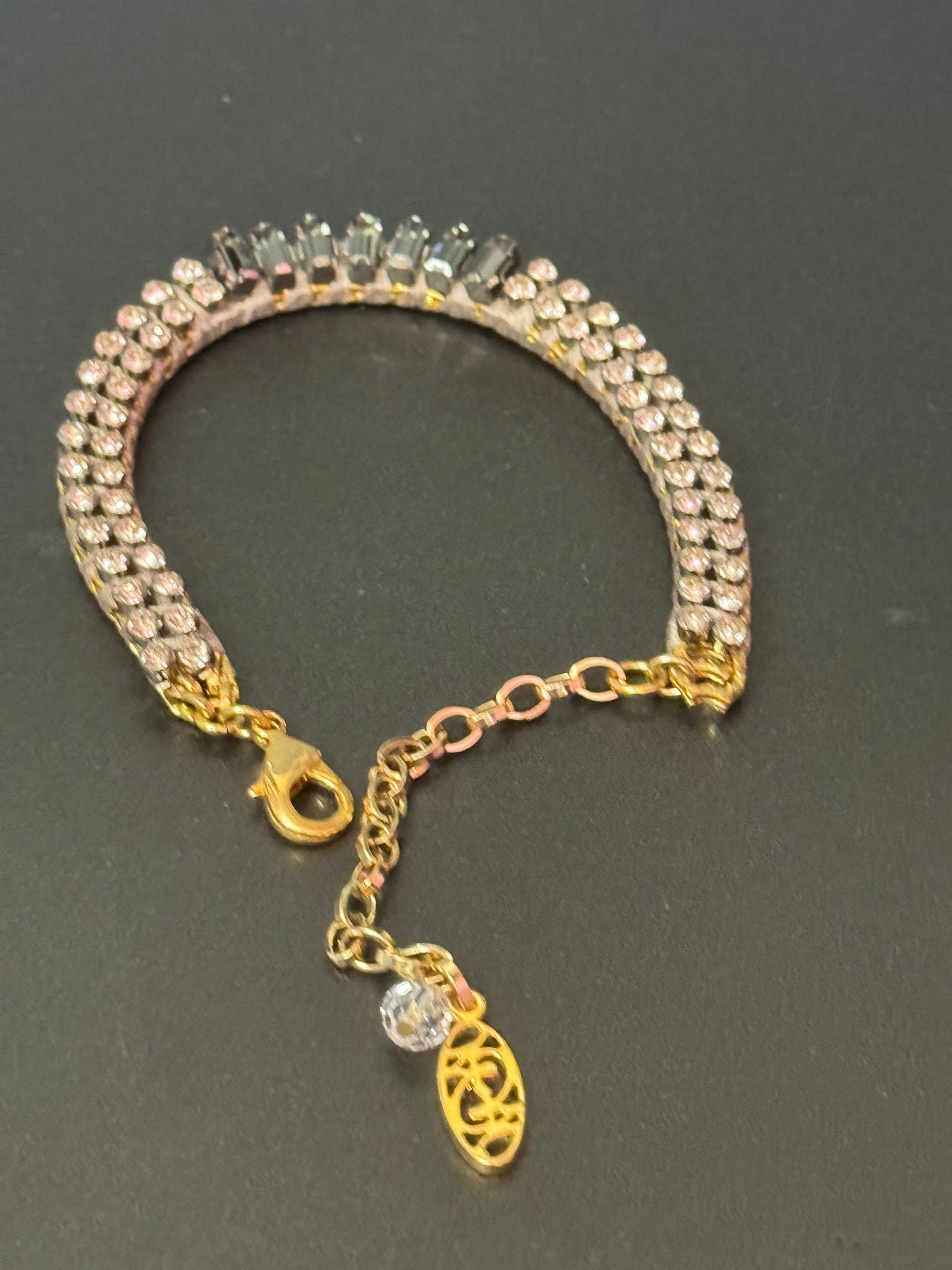 Swarovski Crystal Tennis Bracelet: Retro Diamanté Silk Cord Bracelet