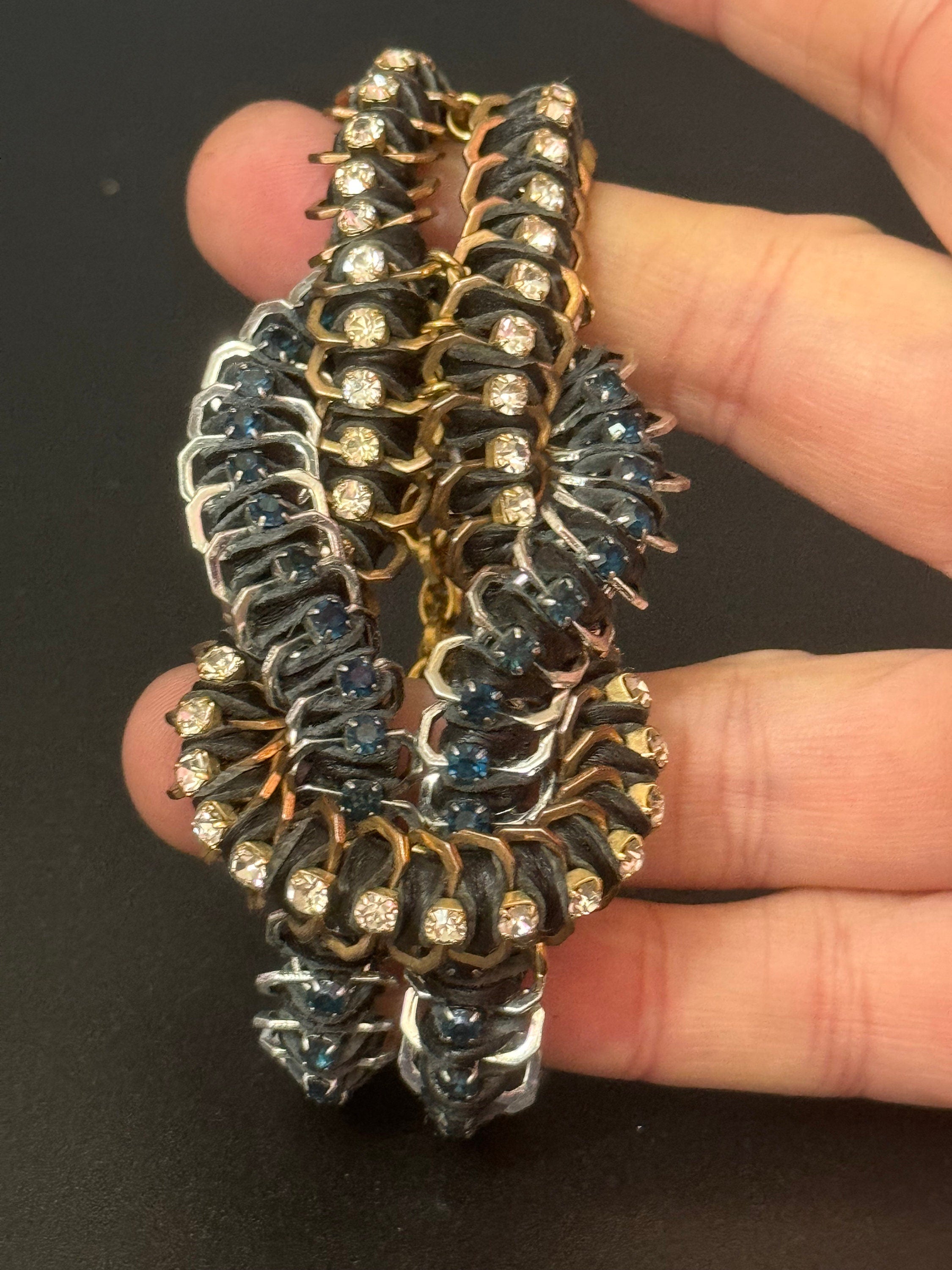 Retro Swarovski Crystal Cocktail Bracelet: Silk Cord Knot Design