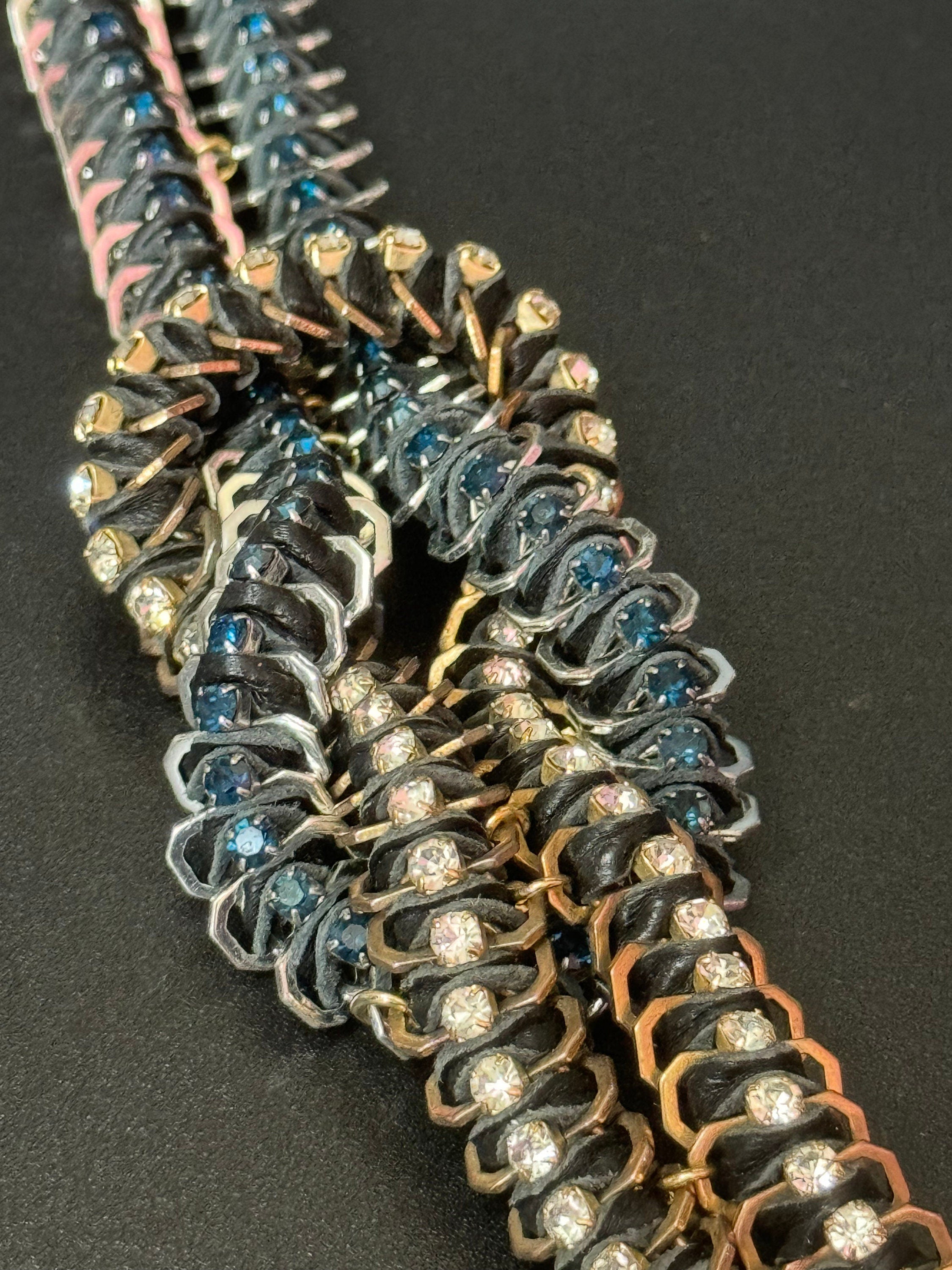 Retro Swarovski Crystal Cocktail Bracelet: Silk Cord Knot Design