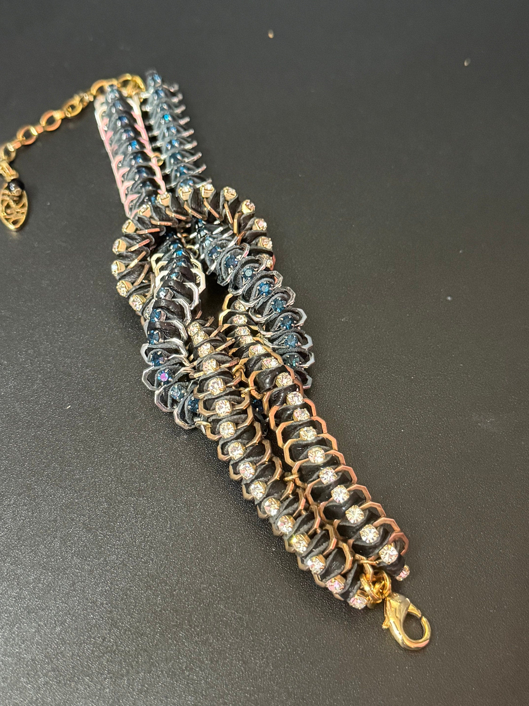 Retro Swarovski Crystal Cocktail Bracelet: Silk Cord Knot Design