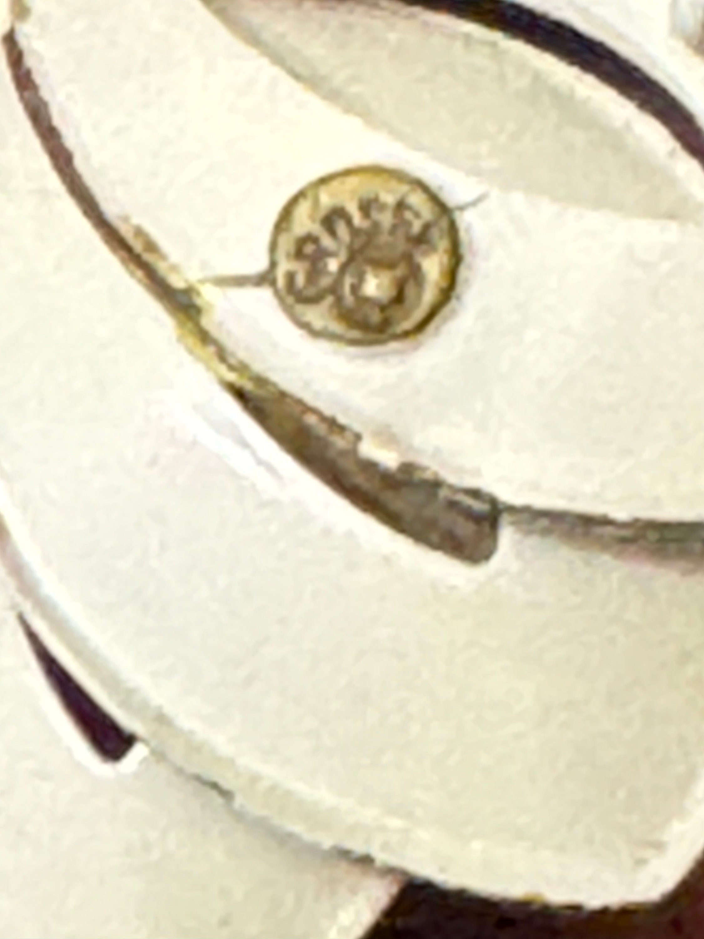 Signed GROSSE Cream Enamel Leaf Clip On Earrings