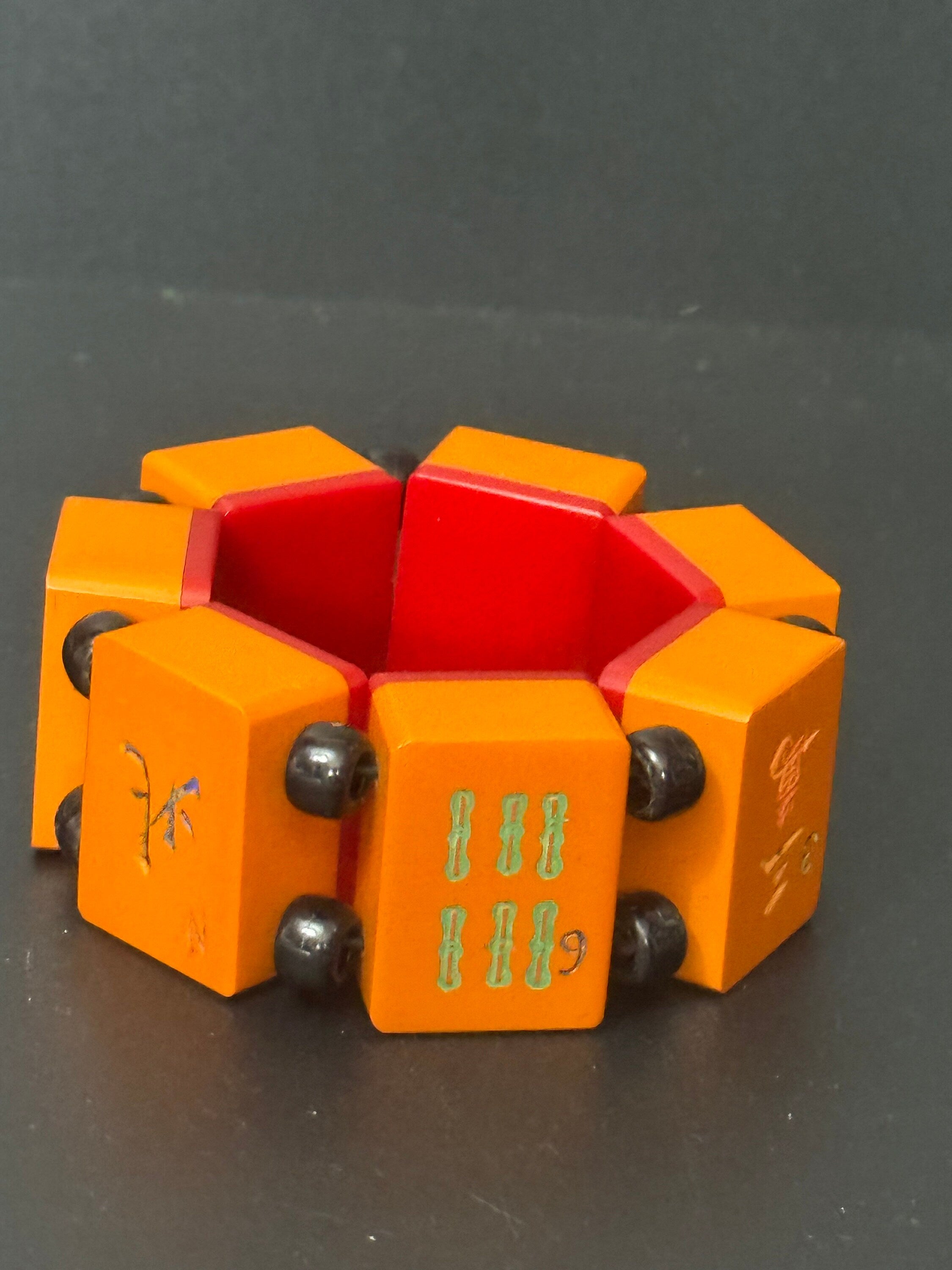 Art deco red and yellow Bakelite vintage beaded mahjong bracelet