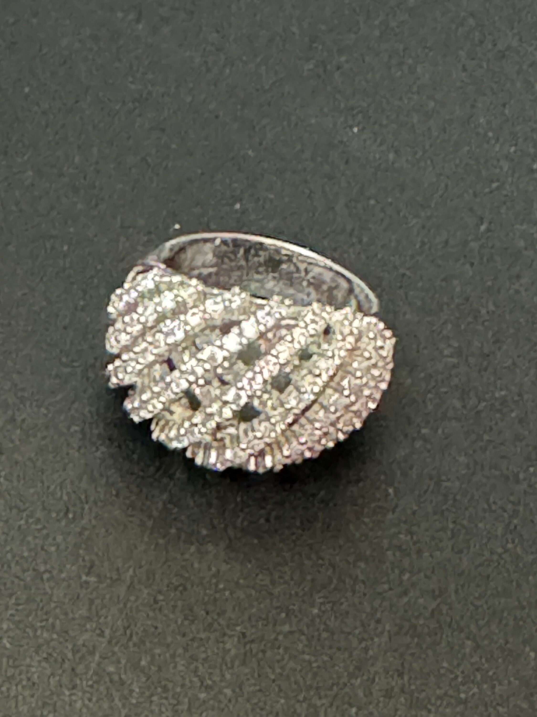 Sterling Silver Diamonique CZ Cocktail Ring - UK Size P