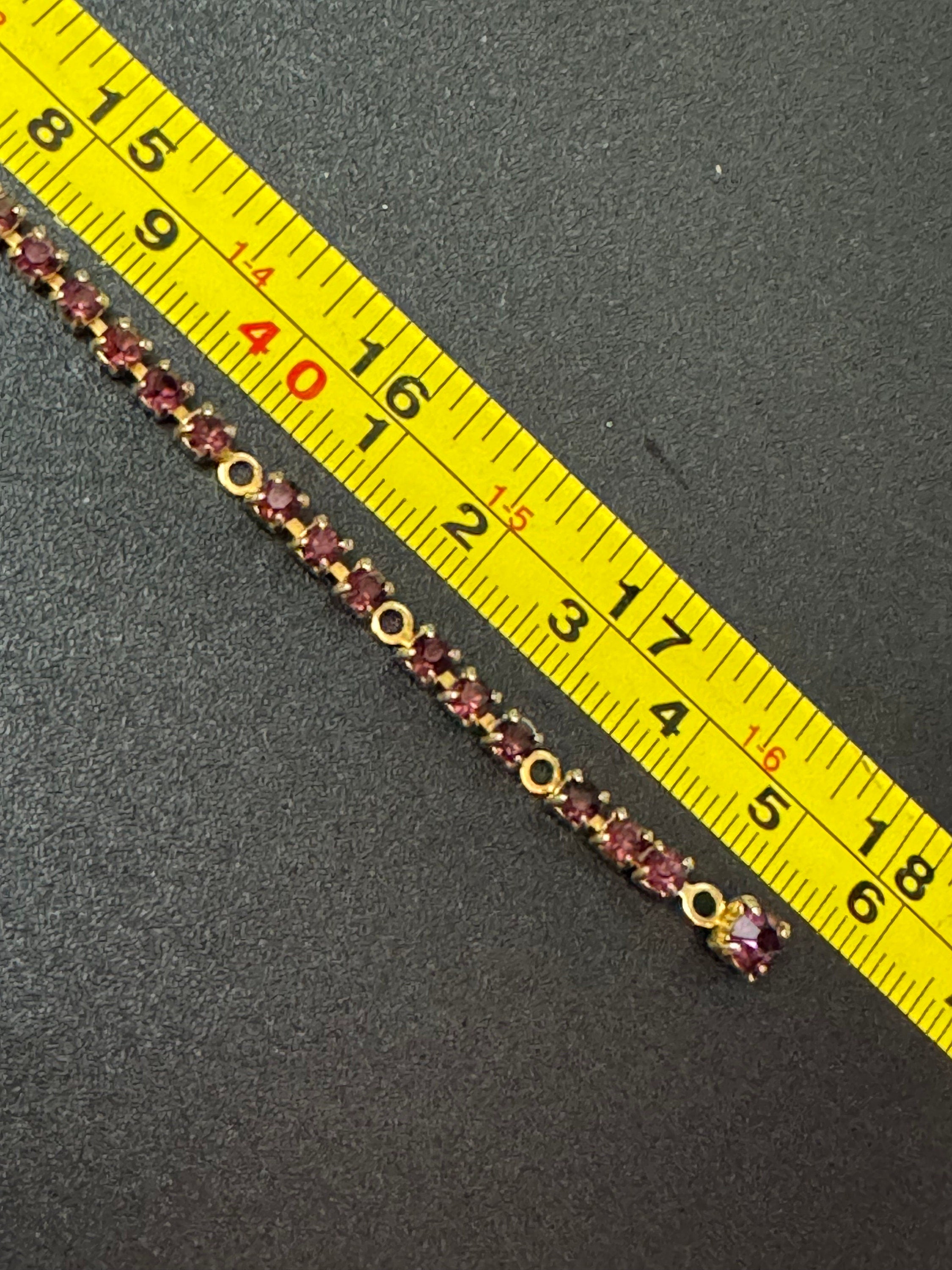 Mid Century Amethyst Rhinestone Choker: 1950s Gold Tone Necklace