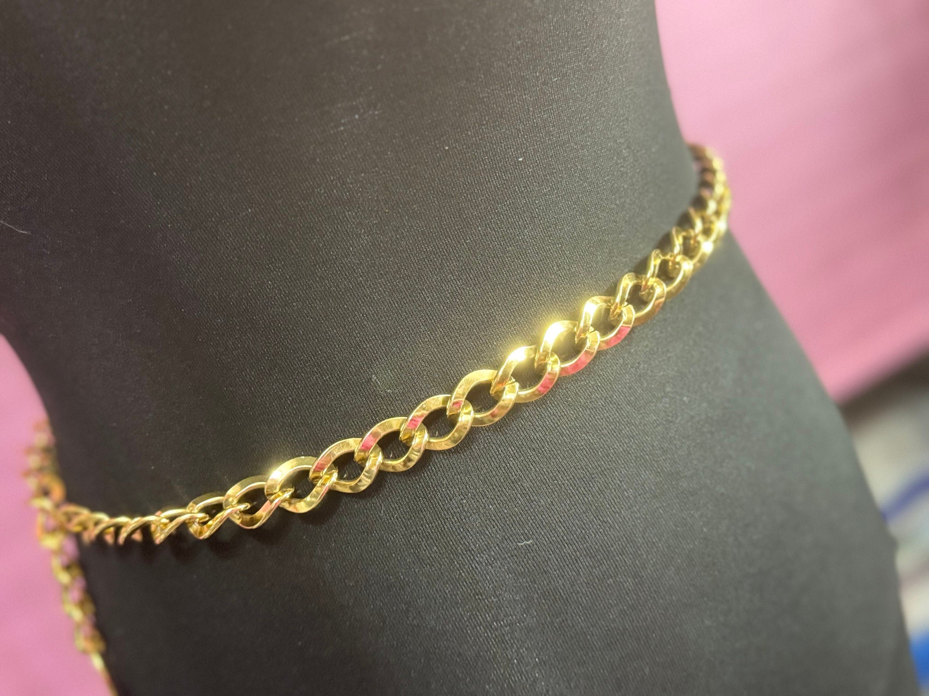 Vintage Gold Tone Chain Link Belt: Boho Hippie Festival (To 90cm)