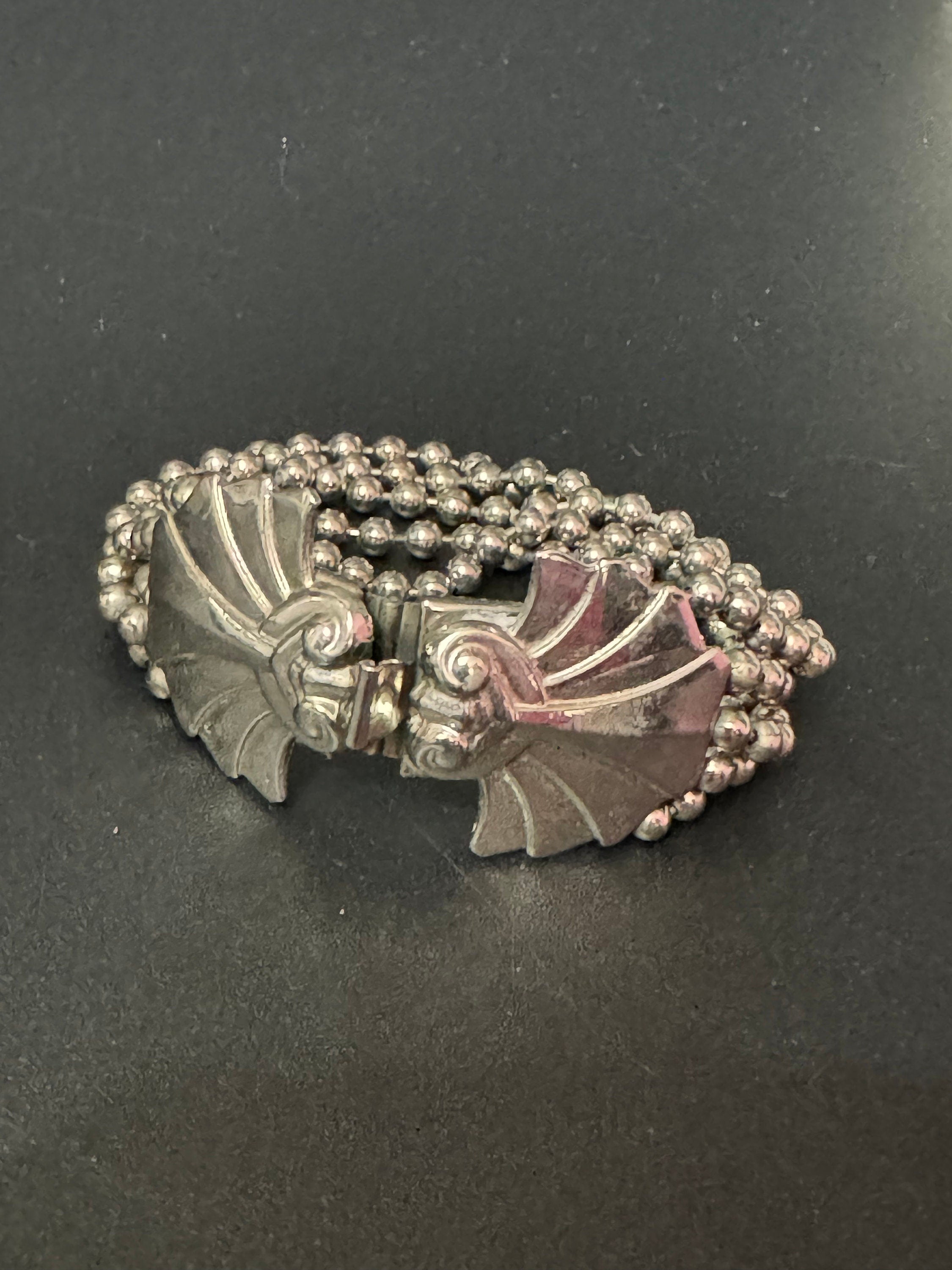 art deco geometric ball chain link Bracelet vintage