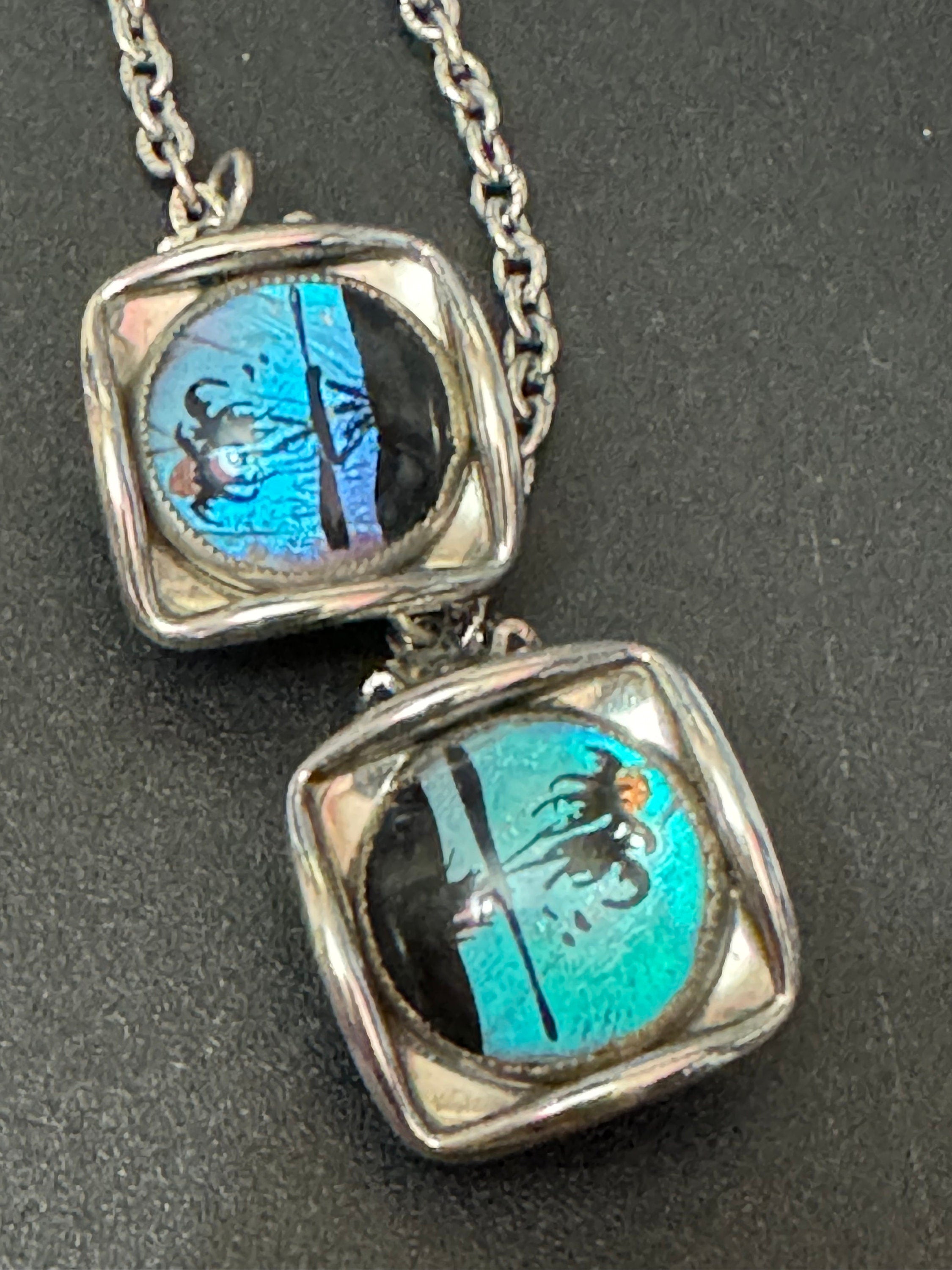 vintage Chrome butterfly wing tropical sweater guard clips