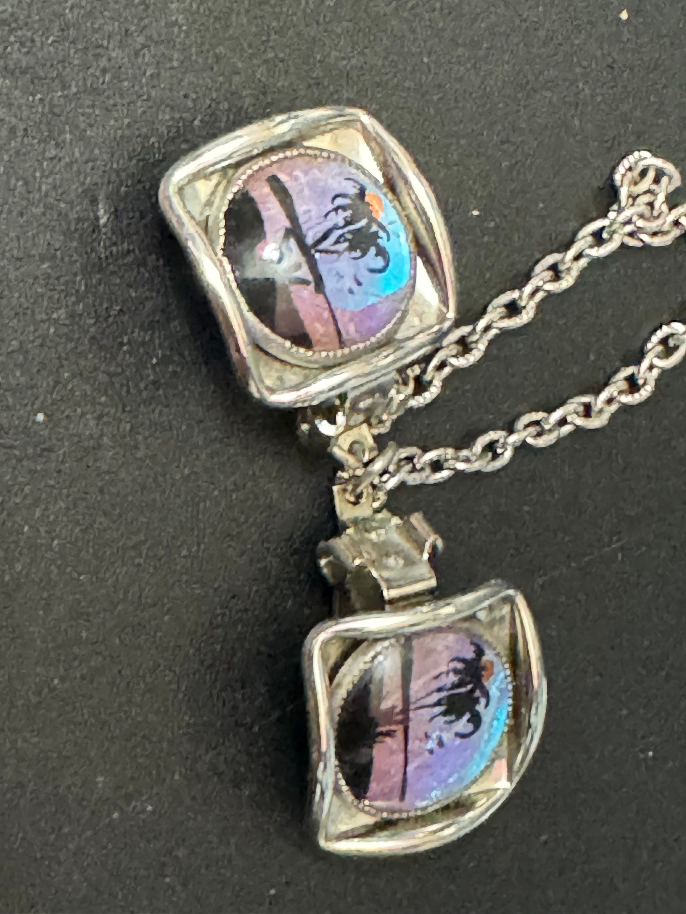 vintage Chrome butterfly wing tropical sweater guard clips