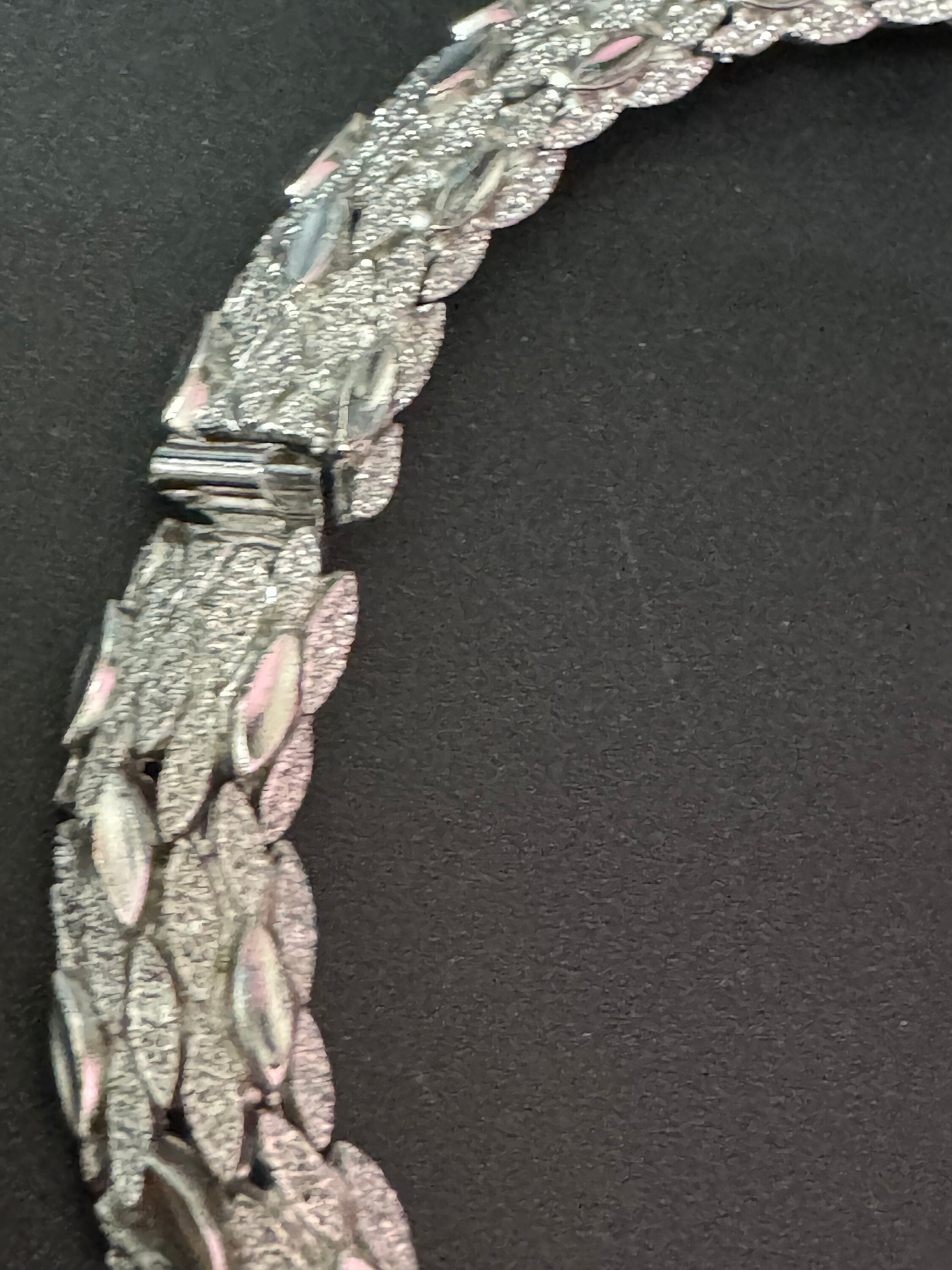 Petite fit slim neck Vintage modernist textured silver tone chain link choker necklace 36.5cm