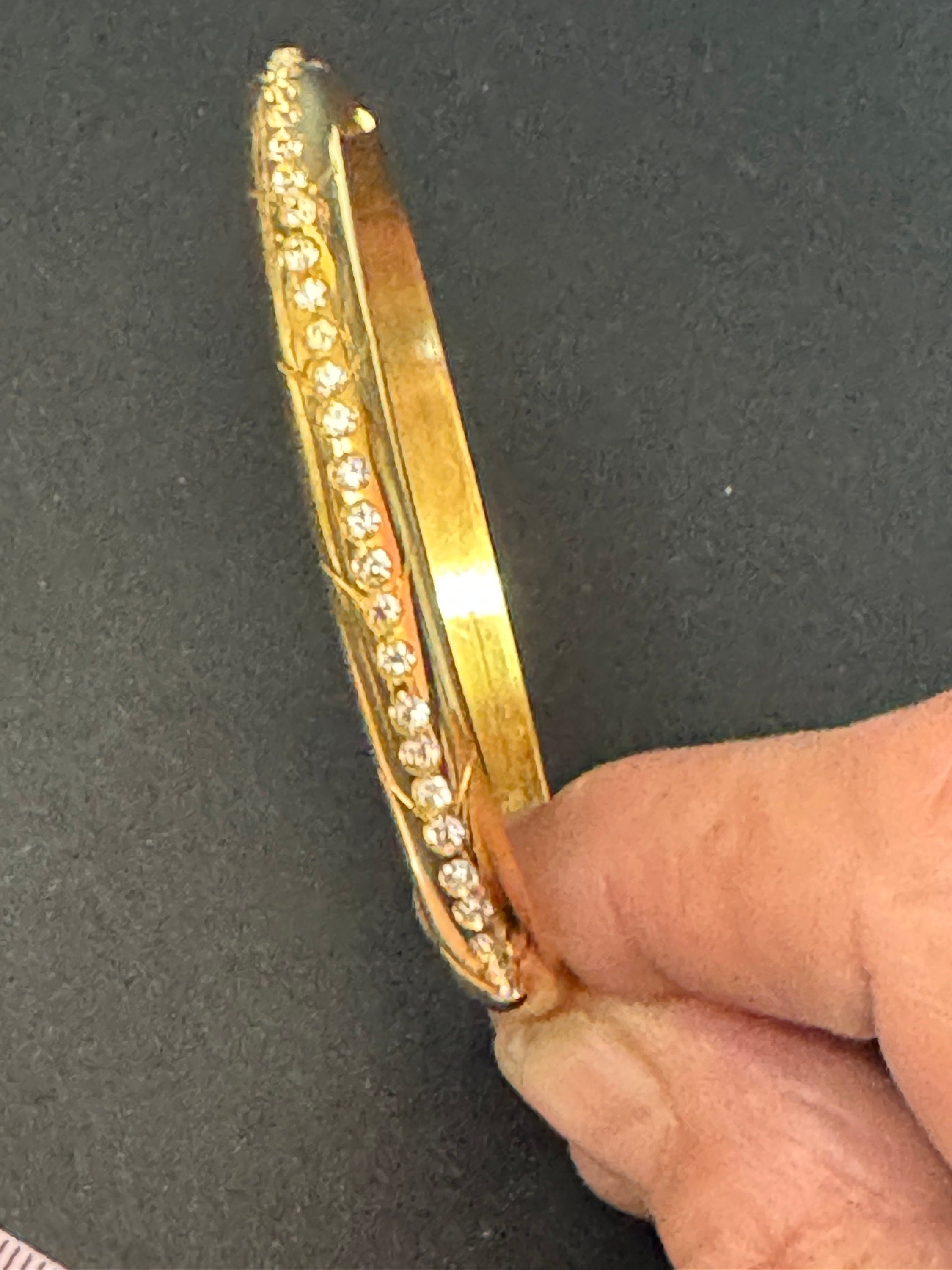 square clear diamanté crystal hinged clamper bangle