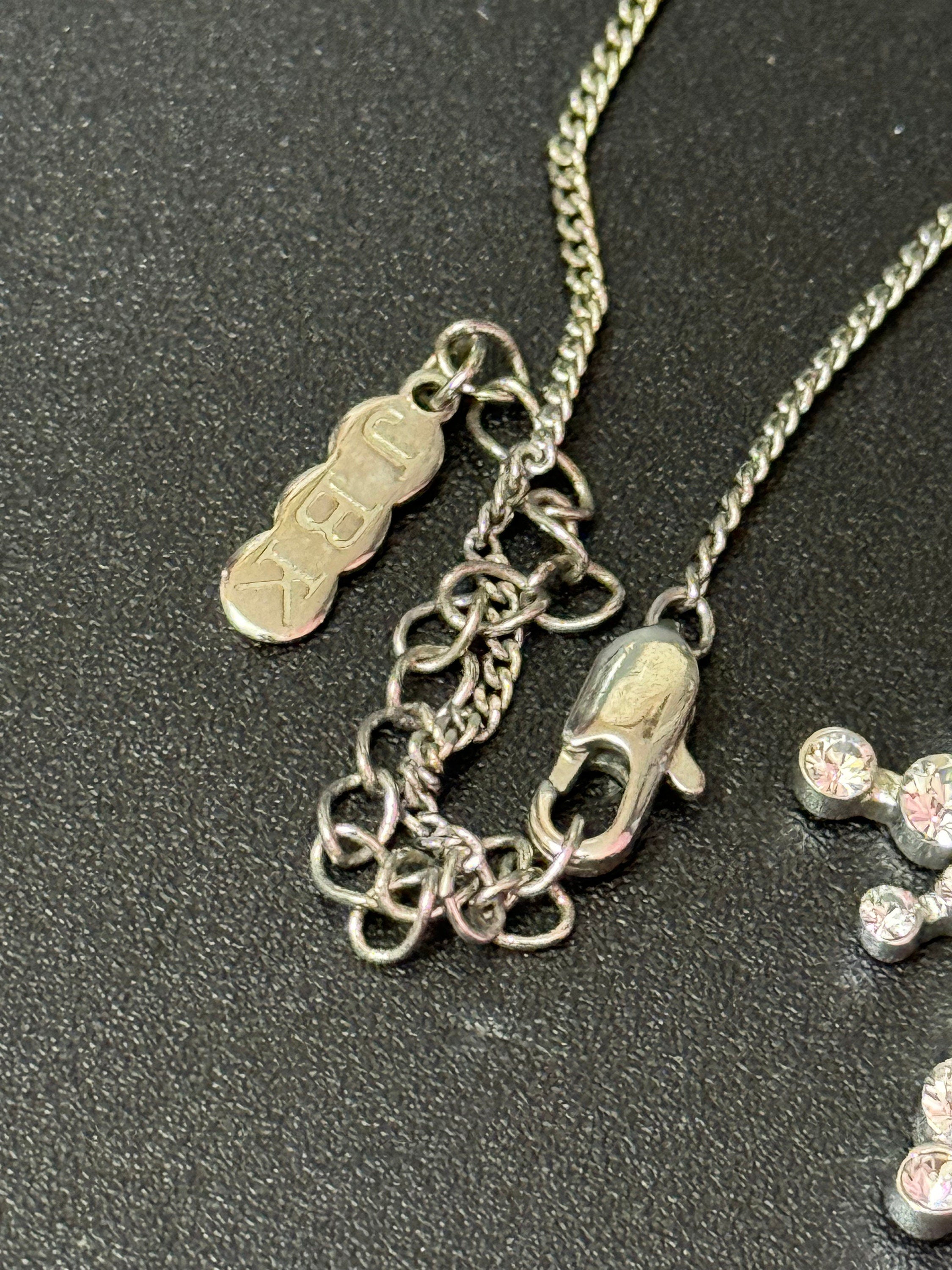 Vintage signed JBK camrose and cross silver plated clear crystal cross pendant on a 50cm chain