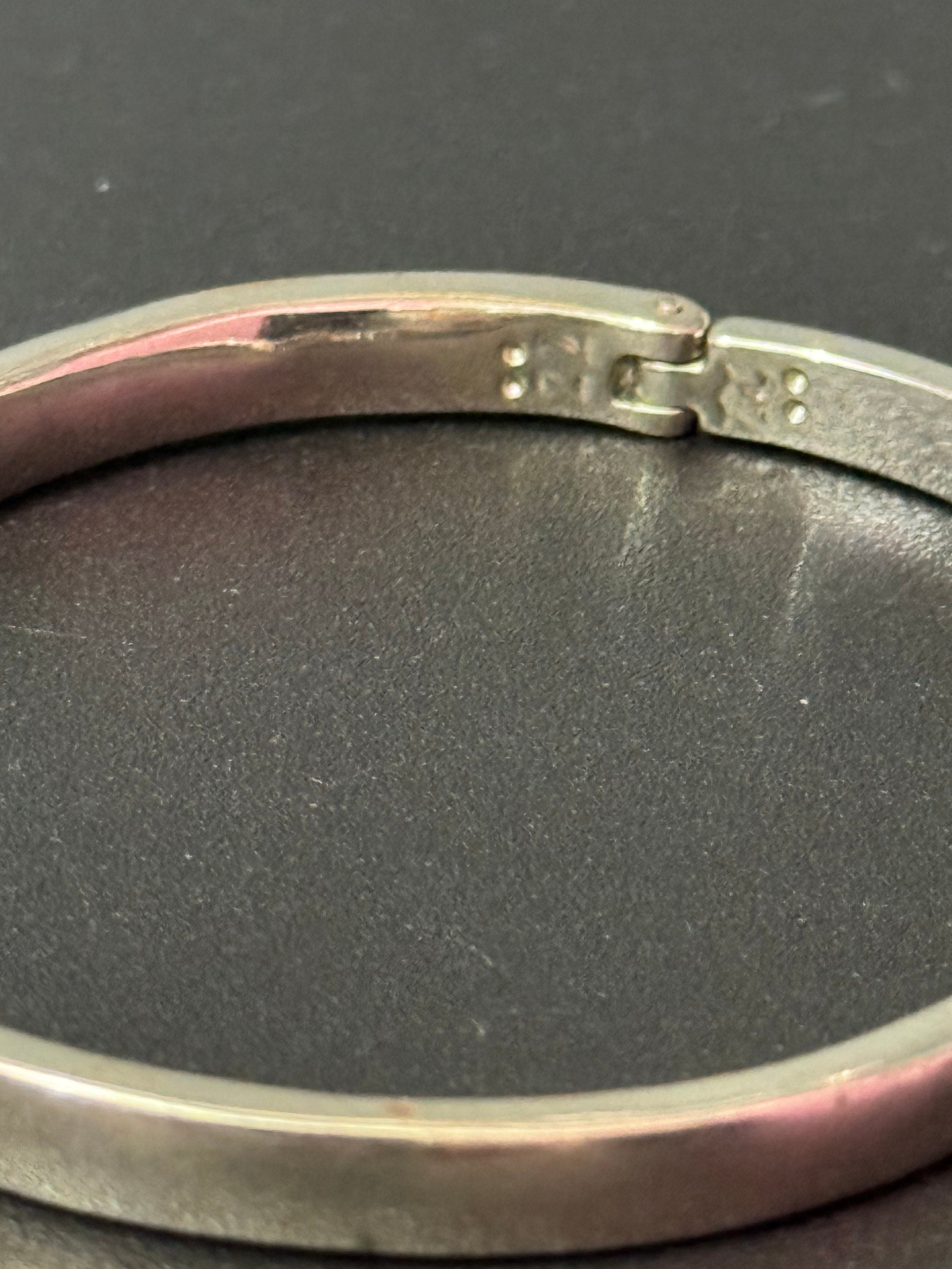 slim bangle bracelet with pink glass rhinestones, vintage