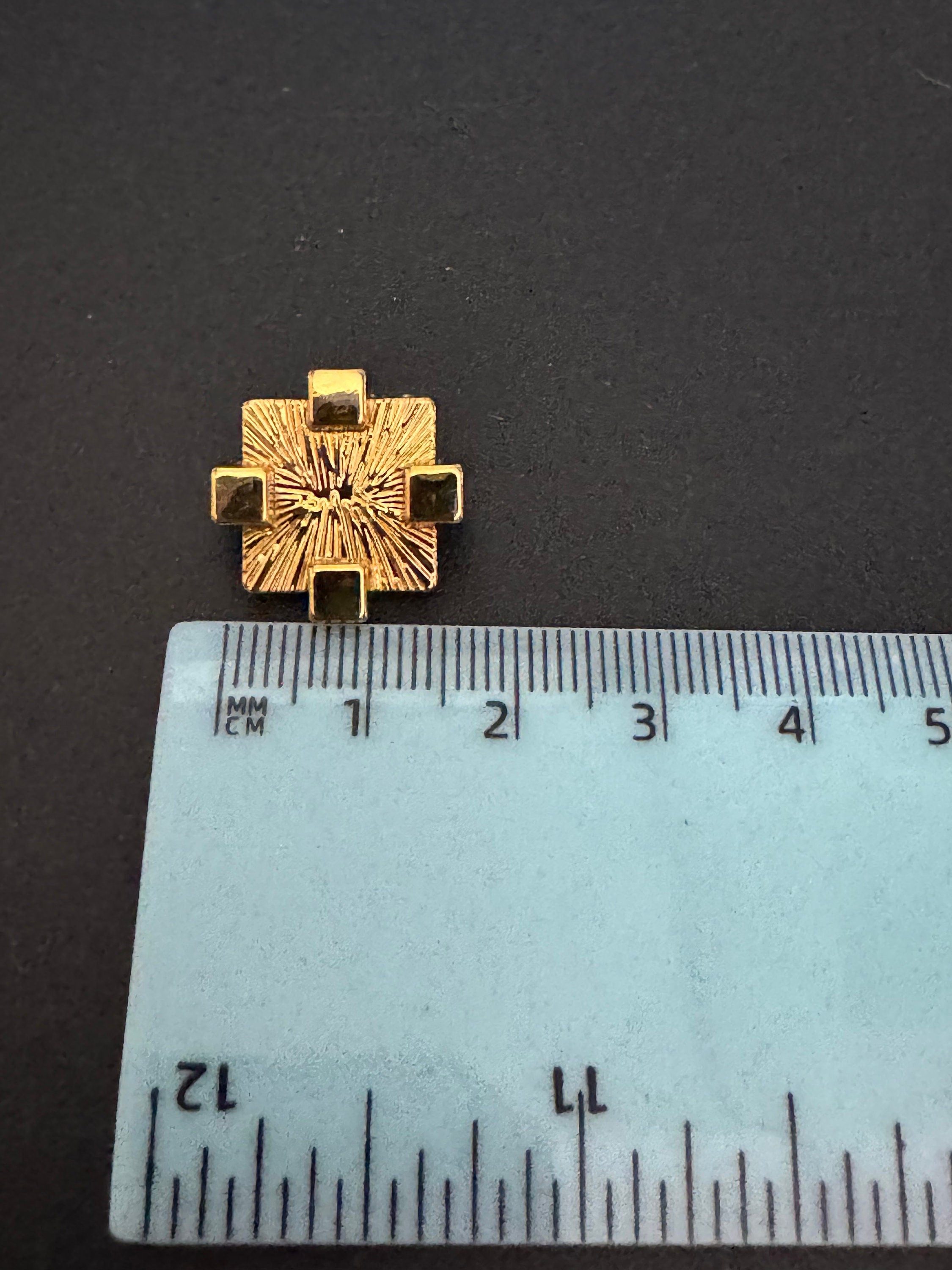 17mm Brutalist Gold Tone Metal Buttons: Geometric Square Design (Pack of 5)