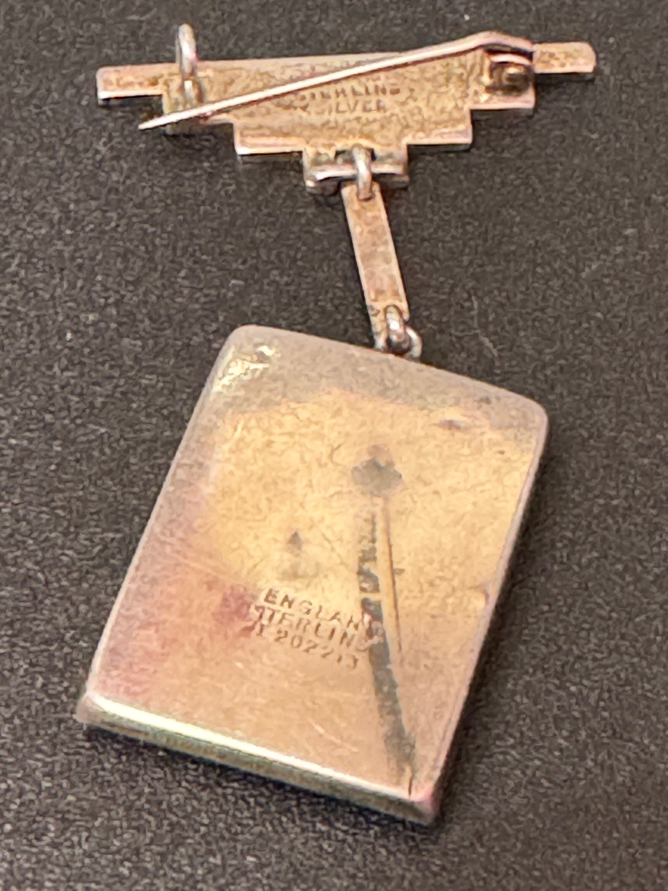 Vintage 925 Silver pastel Blue pink Butterfly Wing art deco pendant dangle brooch