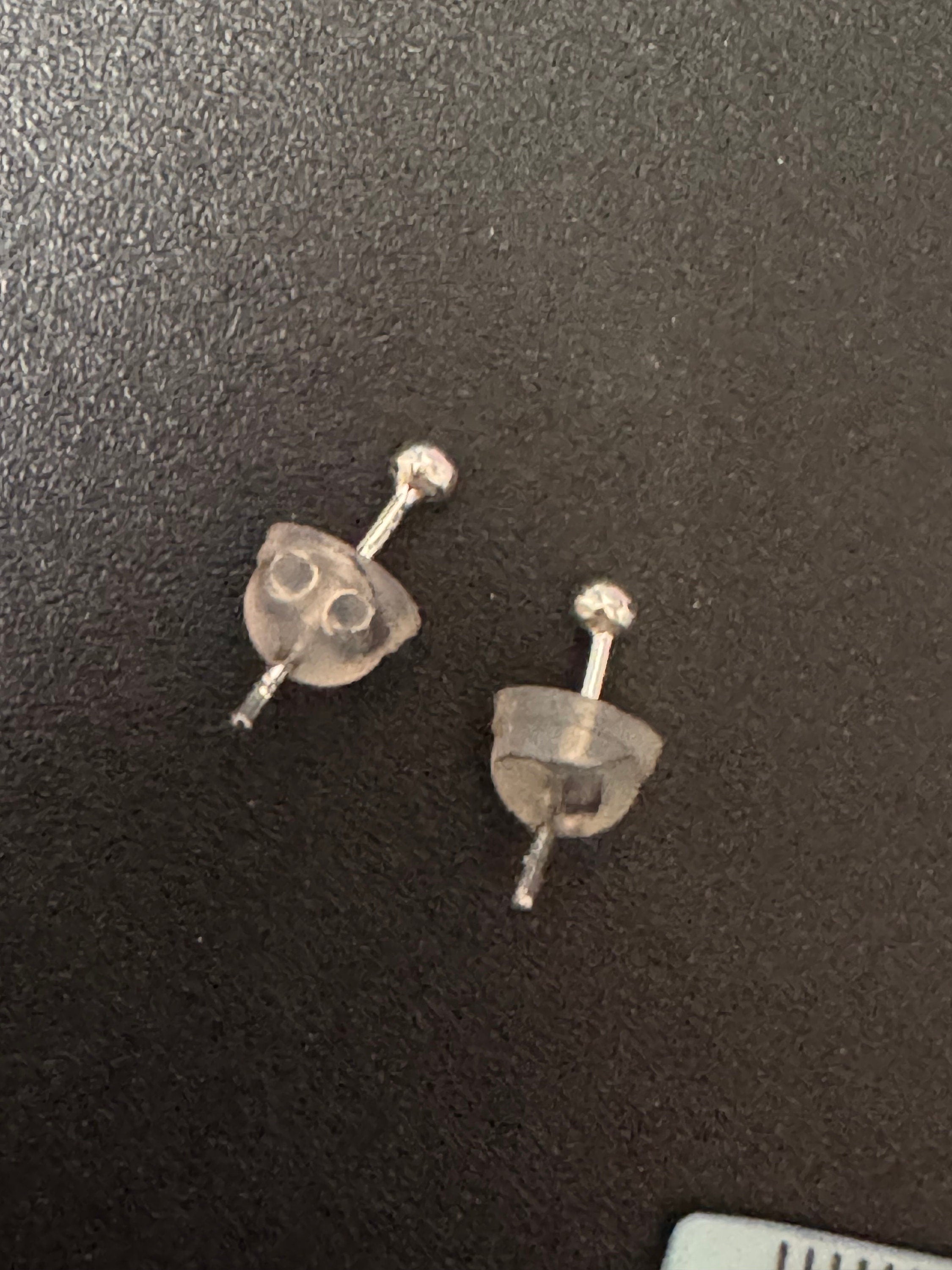 retro 925 Sterling silver tiny small ball stud earrings pierced