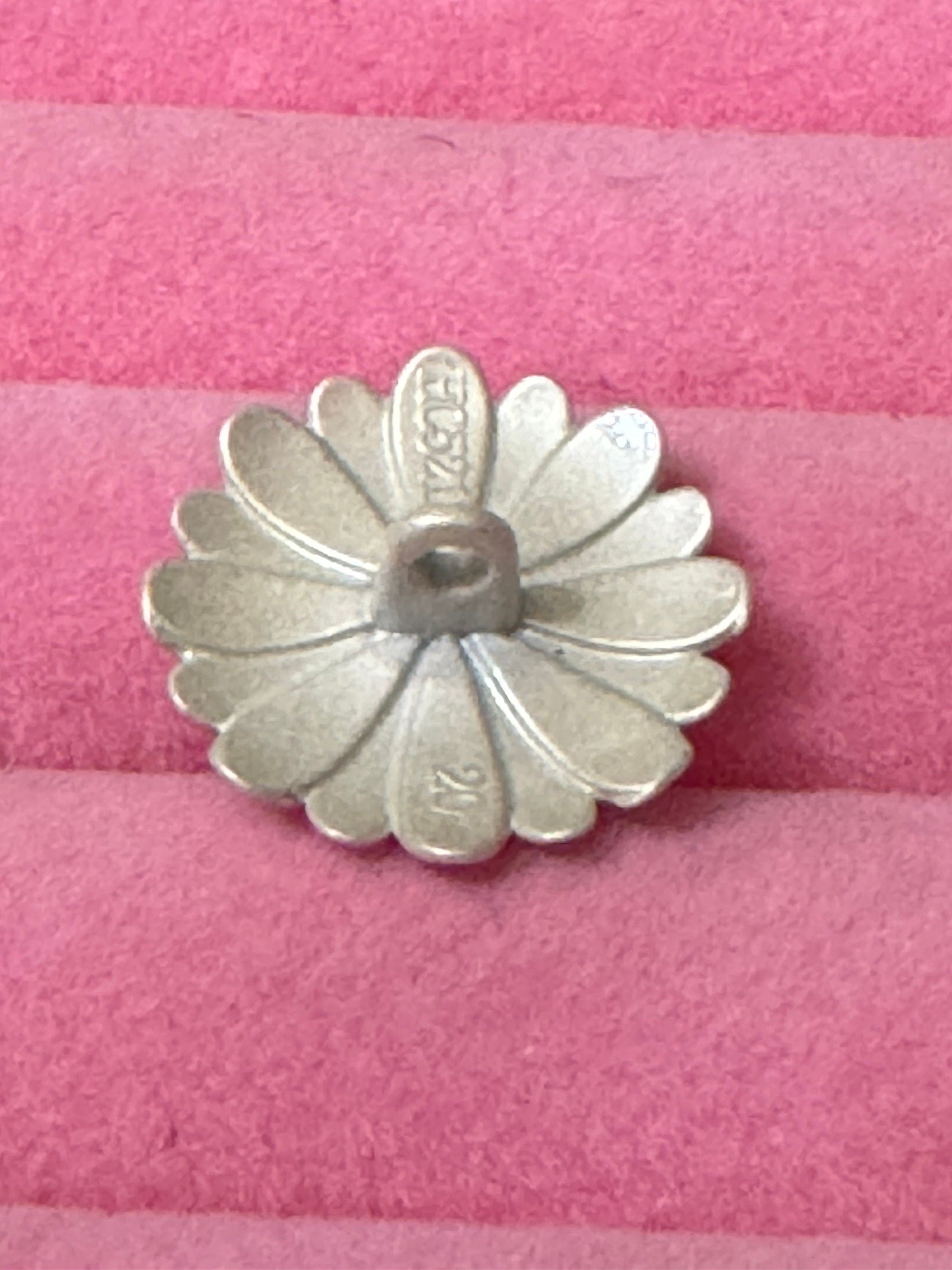 Daisy Buttons: 20mm White Pearl Enamel, Matte Silver Tone (Pack of 5)