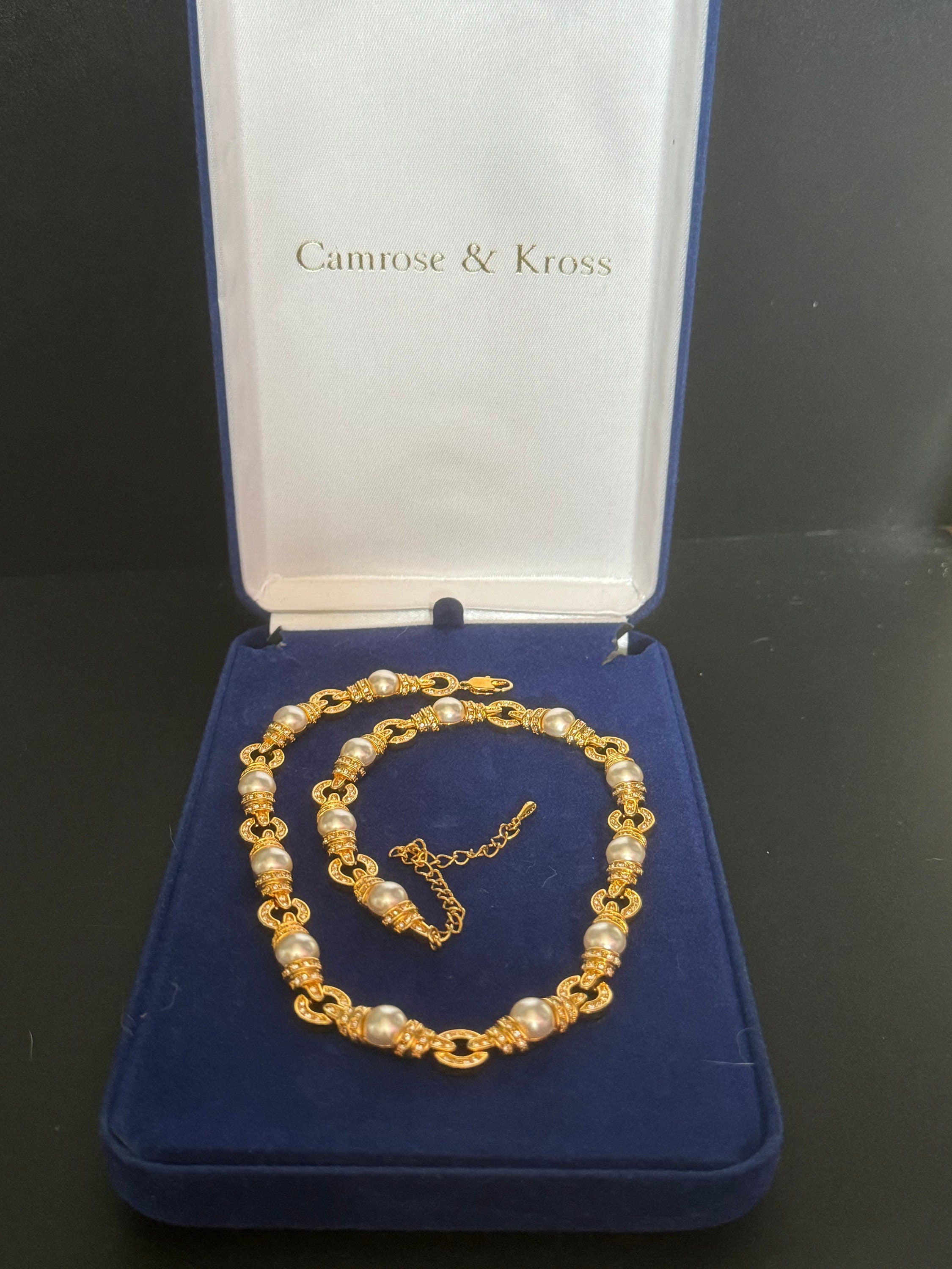 Designer Camrose and kross JBK high end rhinestone and pearl collar necklace Jacqueline bouvier Kennedy