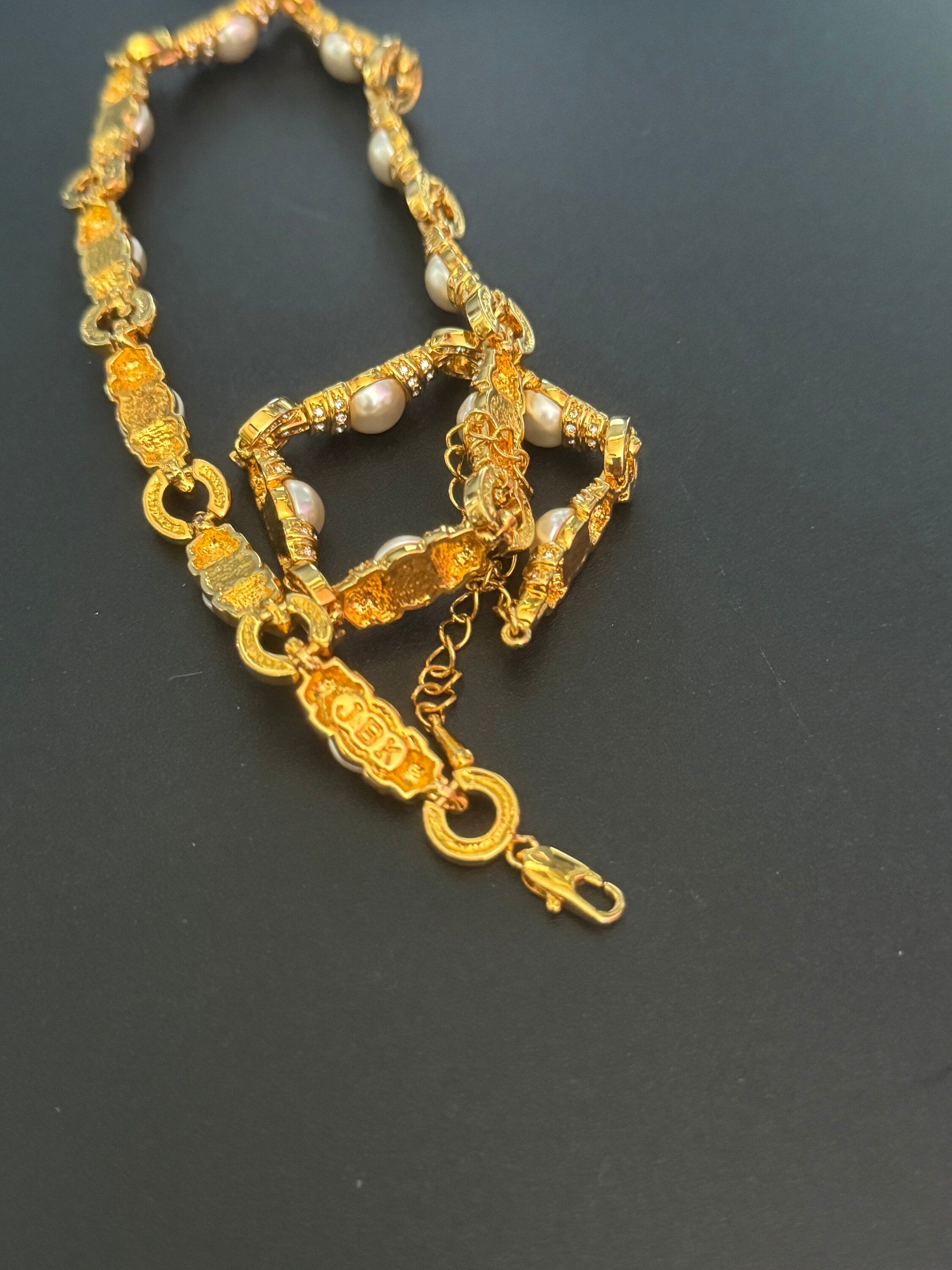 Designer Camrose and kross JBK high end rhinestone and pearl collar necklace Jacqueline bouvier Kennedy
