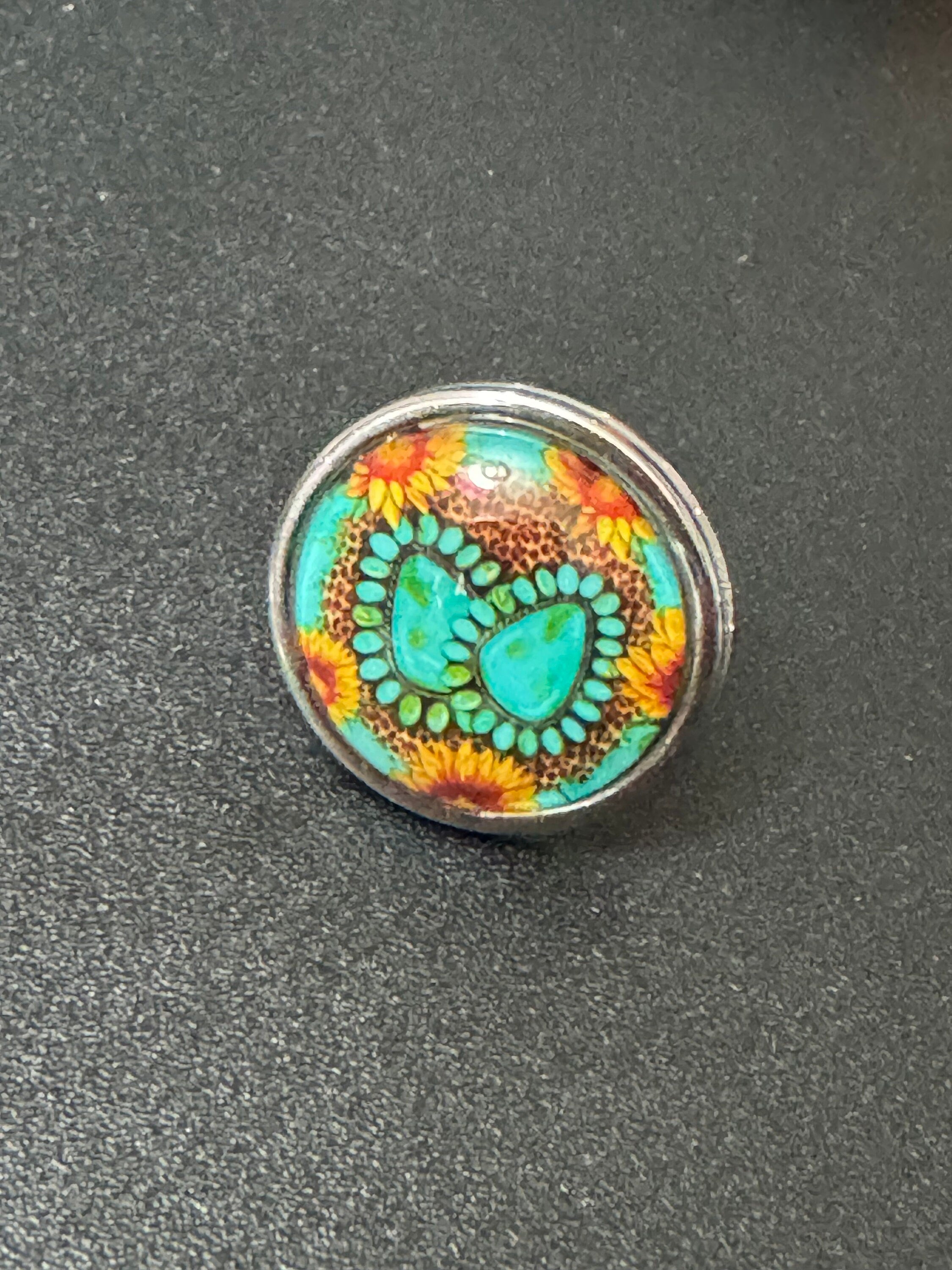 Cowboy Turquoise Gemstone Ring: Western Stainless Steel Adjustable Ring