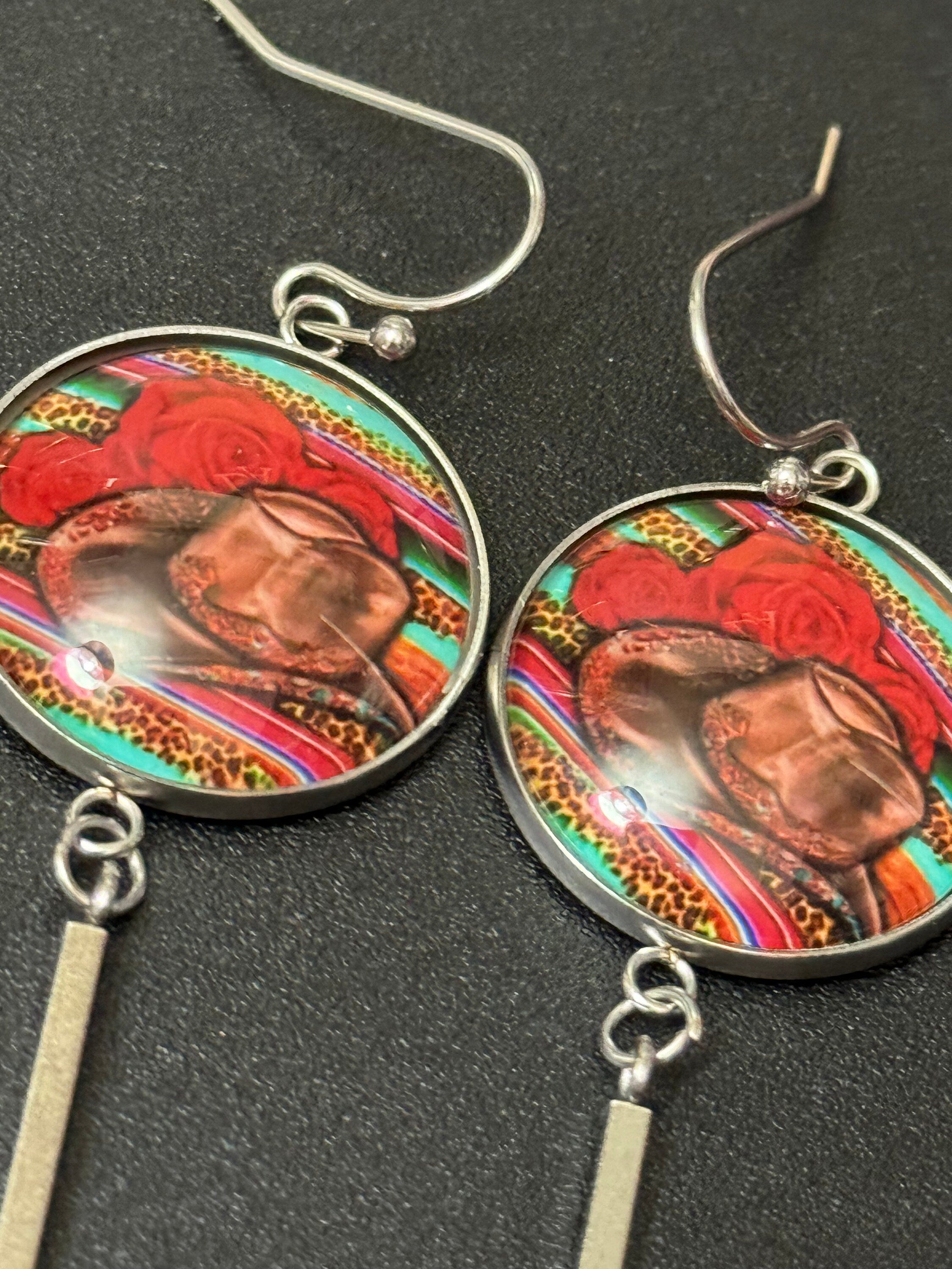 Western Cowboy Hat Earrings: South American Style, Stainless Steel