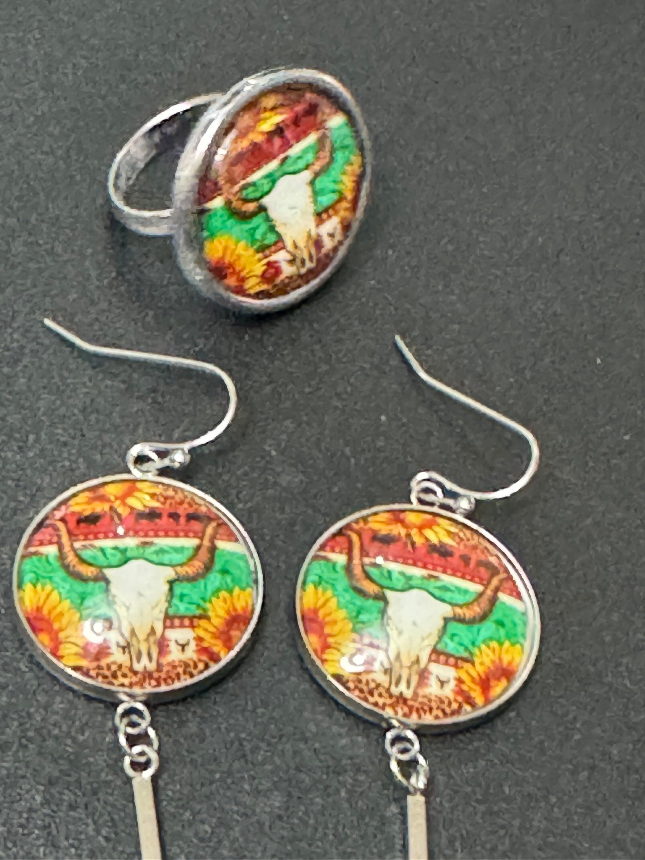 Western Buffalo Skull Earrings: Ranch Cowboy Dangle Earrings