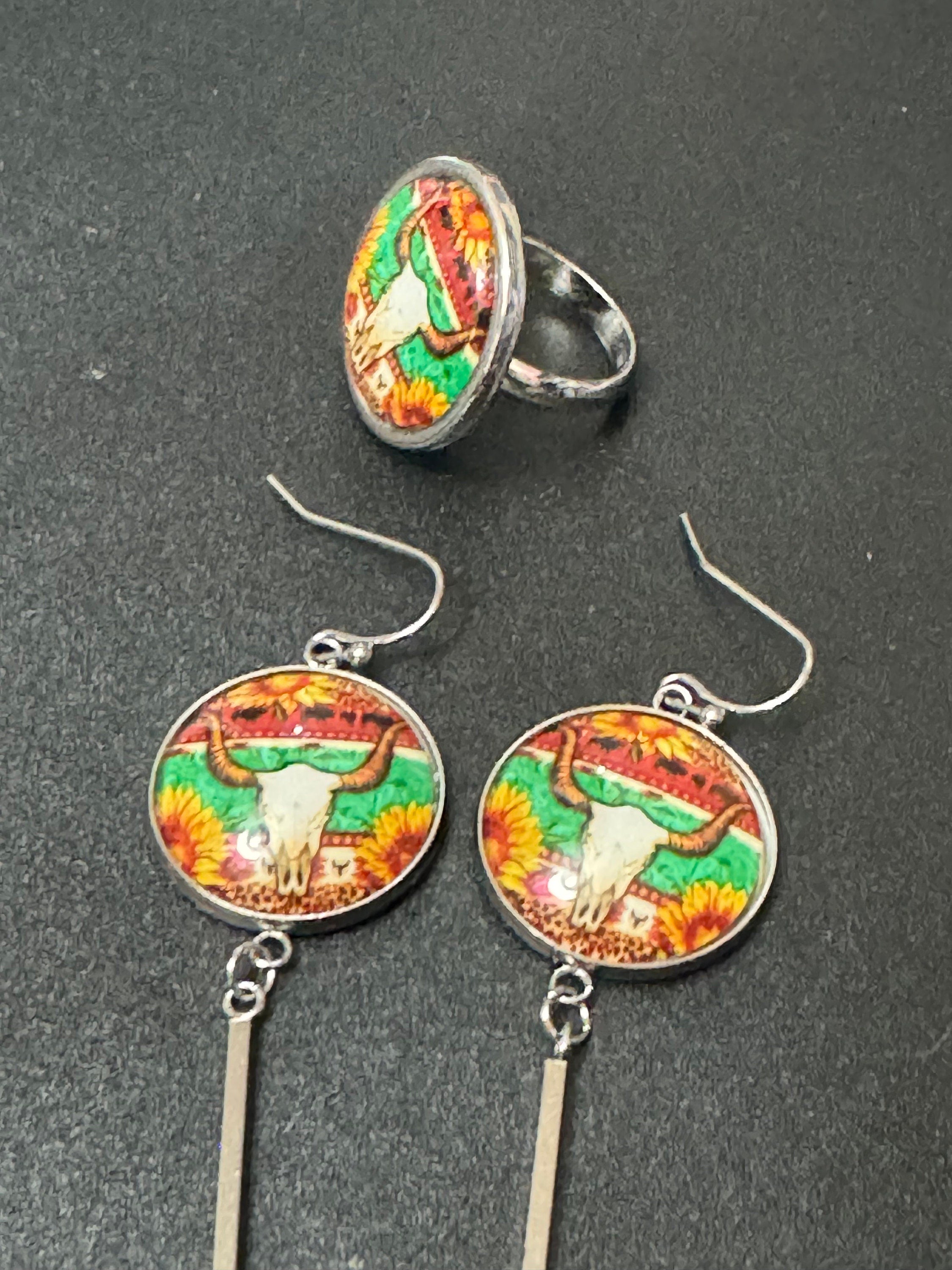 Western Buffalo Skull Earrings: Ranch Cowboy Dangle Earrings