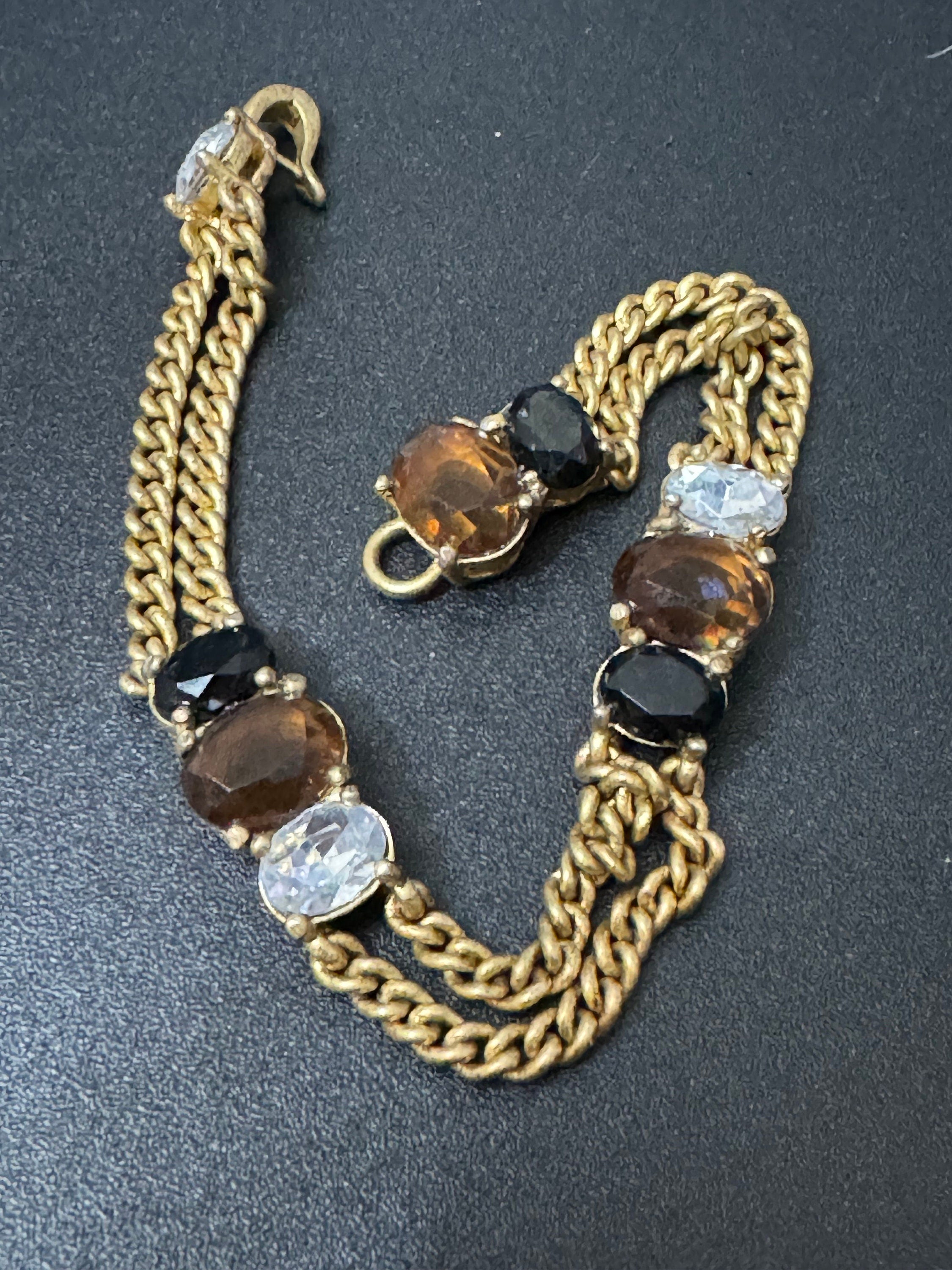 Vintage MONET Gold Tone Rhinestone Chain Bracelet