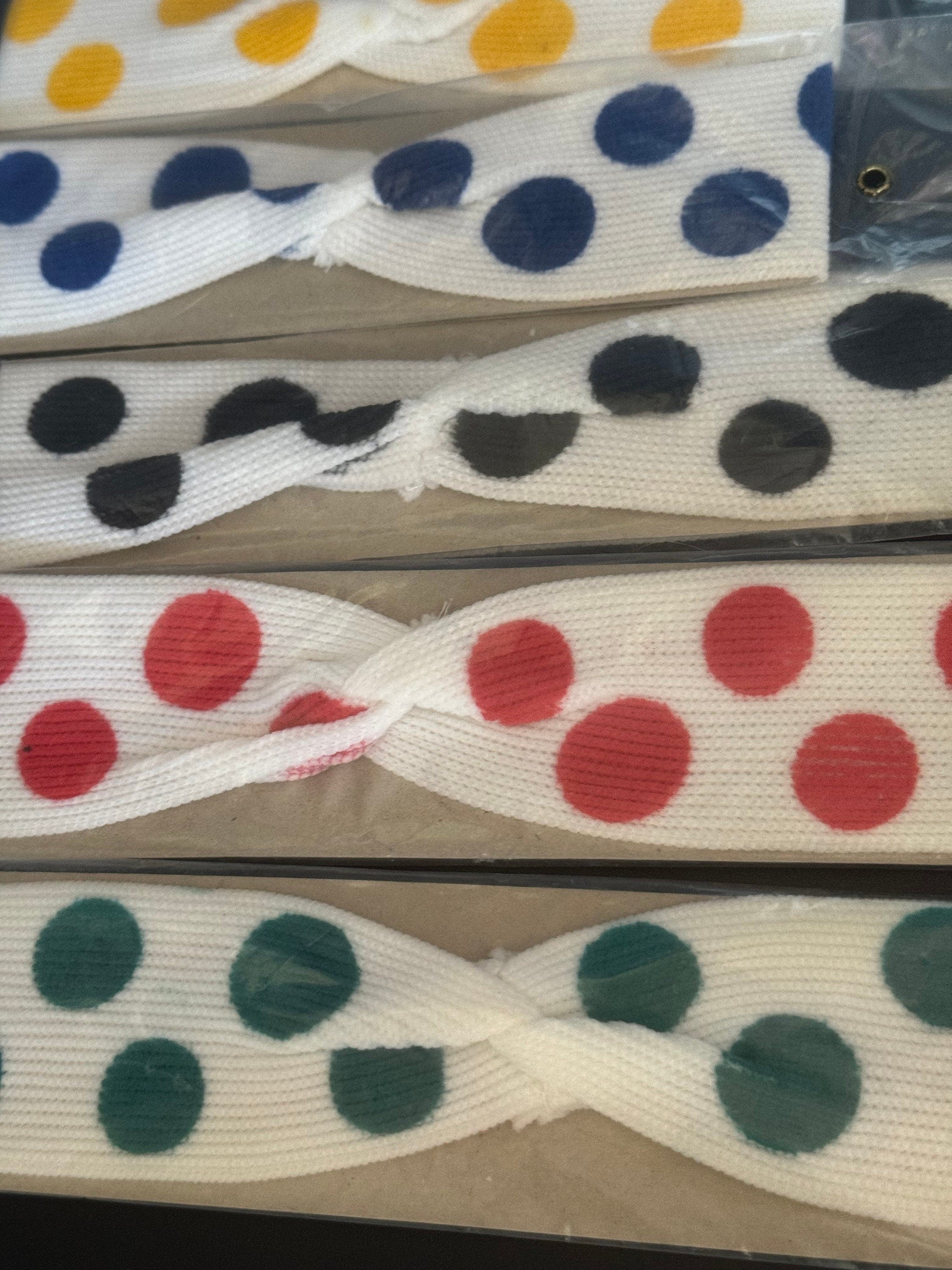 Vintage Paulette polka dot stretch head bands black yellow red blue green