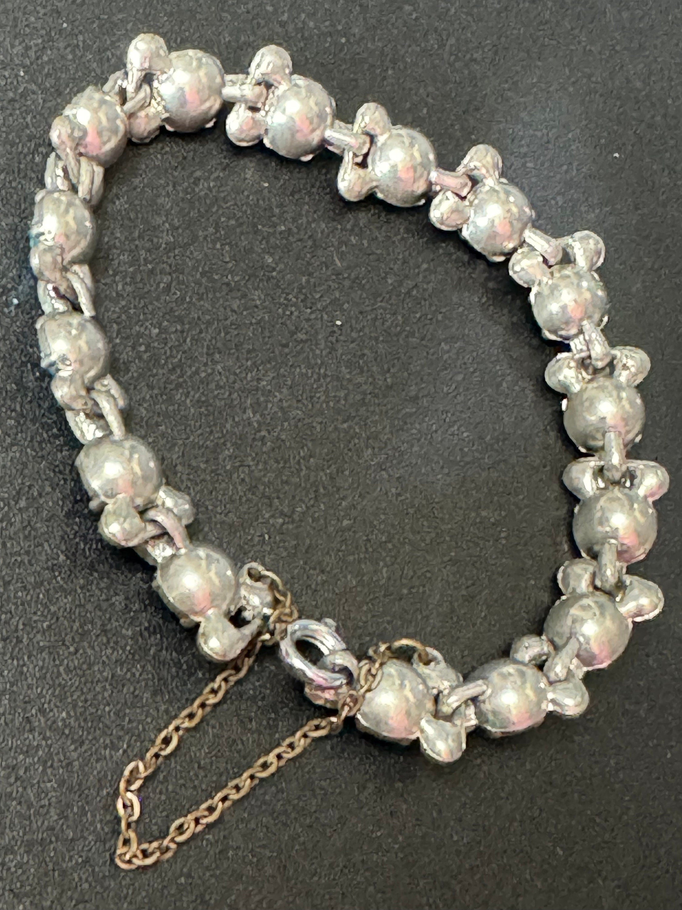 Vintage Diamanté silver tone light sapphire blue glass rhinestone cocktail Bracelet 17.5cm