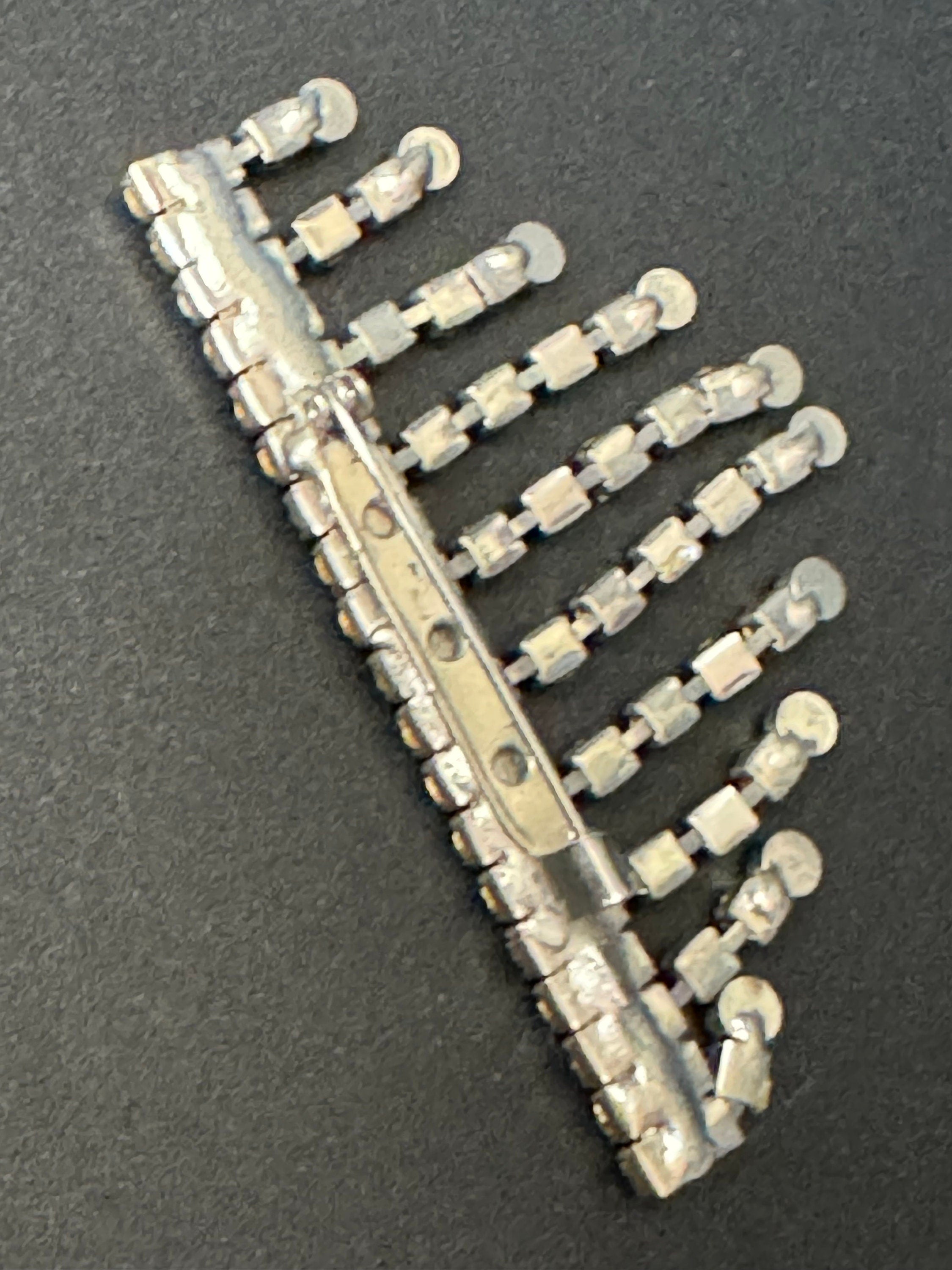 Vintage fringed tassel brooch, diamanté paste 1970s 1980s