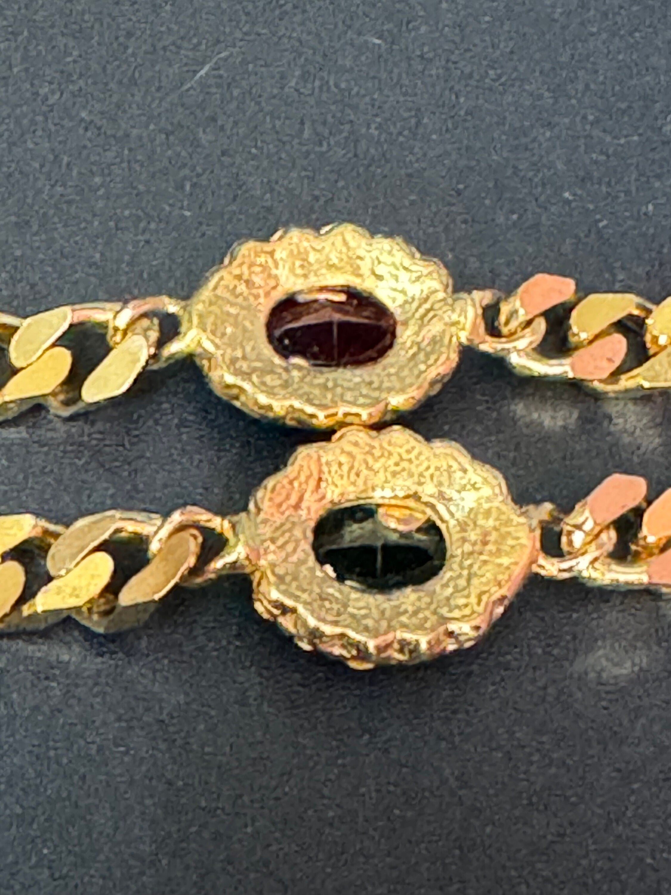 Vintage Swarovski Crystal Station Necklace: Emerald Green, Ruby, Gold Tone Chain