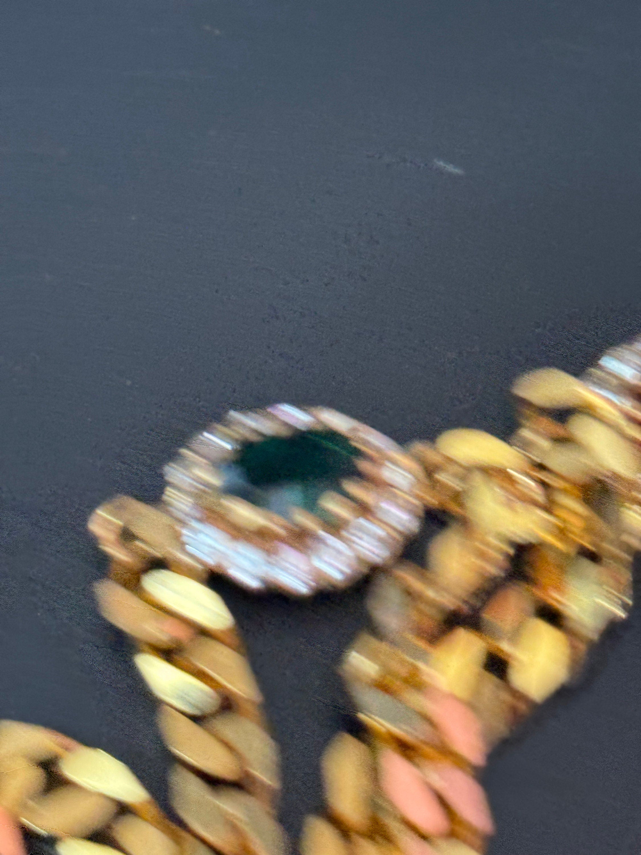 Vintage Swarovski Crystal Station Necklace: Emerald Green, Ruby, Gold Tone Chain