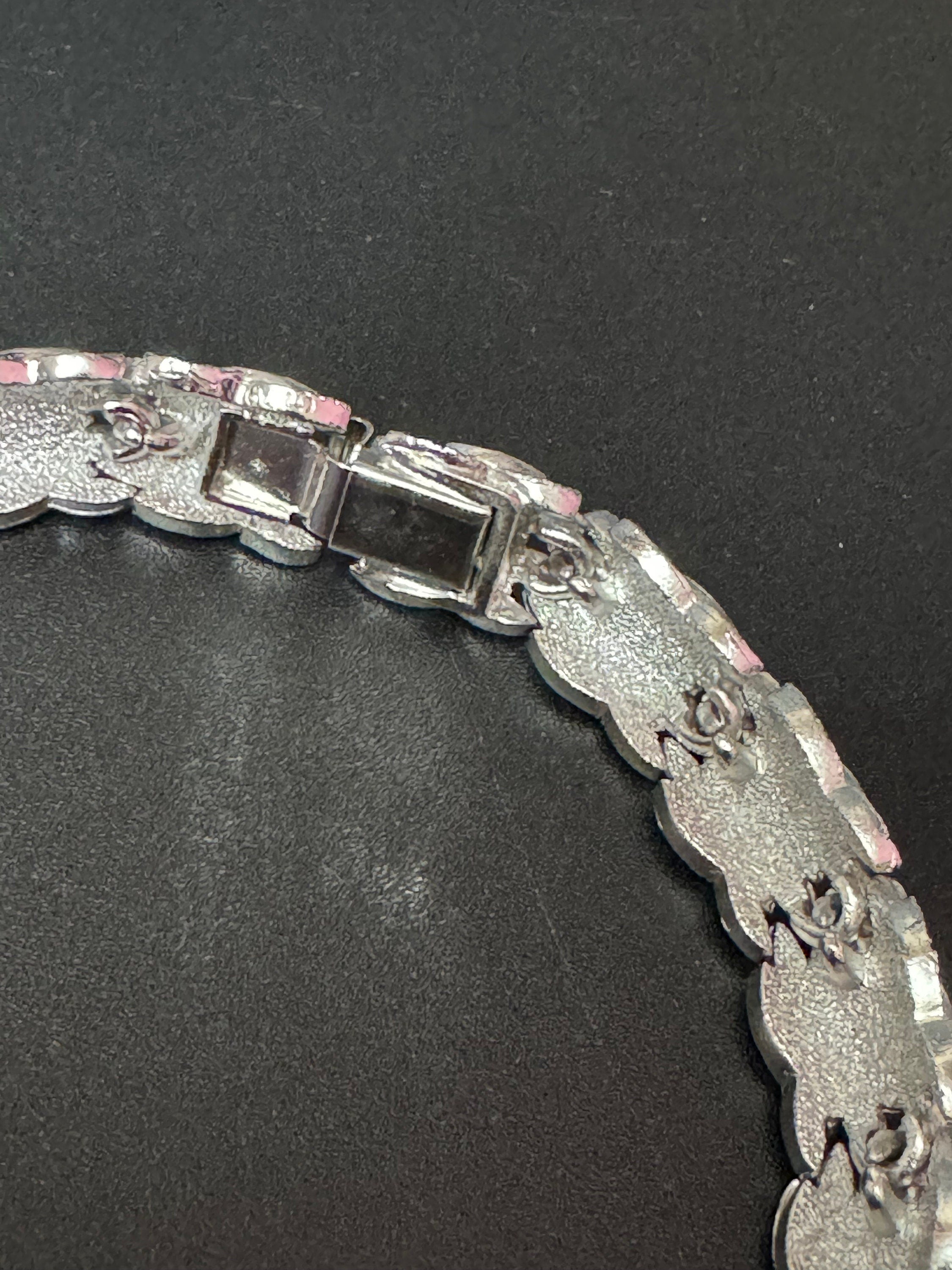 Petite fit slim neck Vintage modernist textured silver tone chain link choker necklace 36.5cm