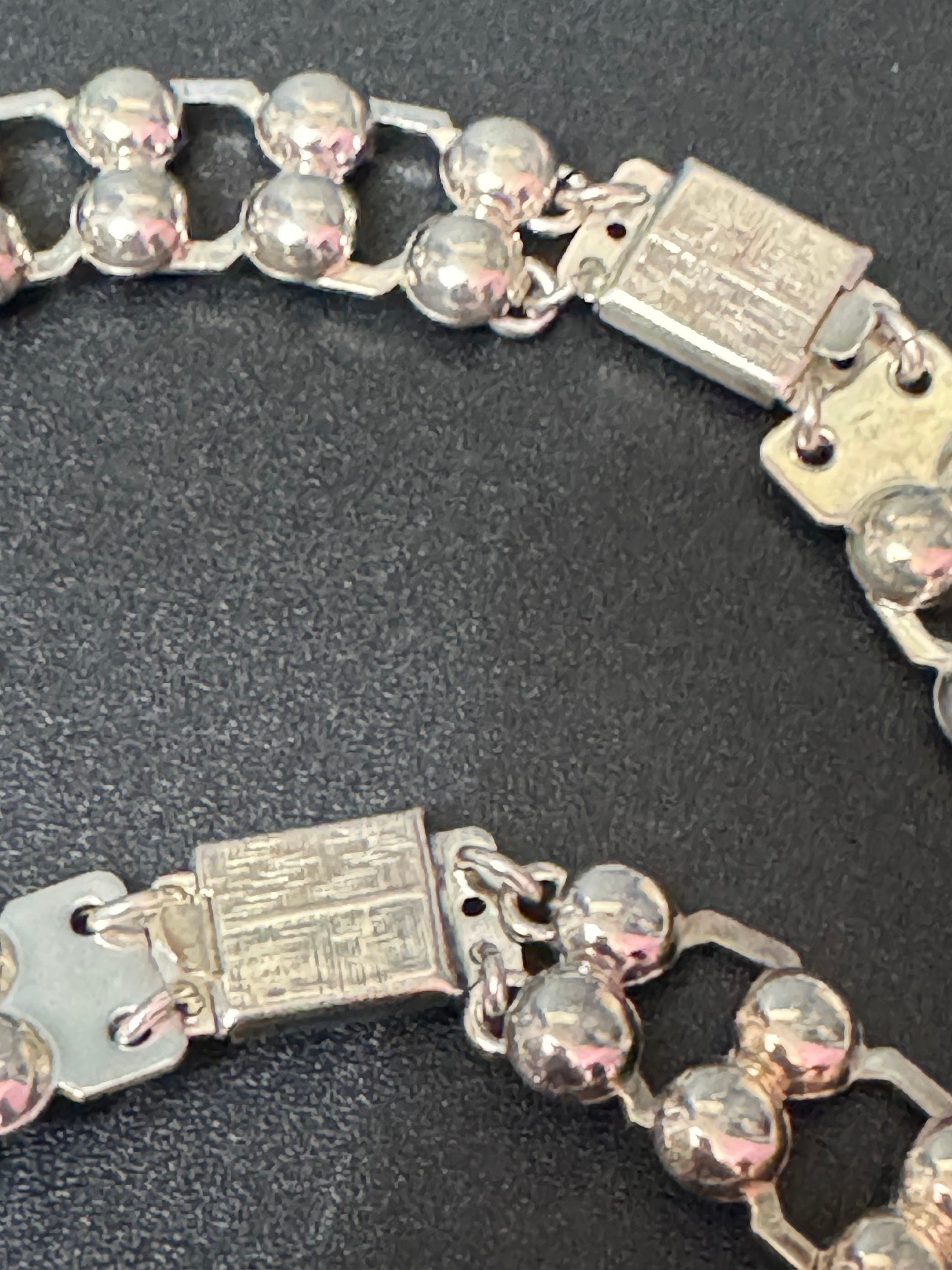 vintage modernist silver tone embossed ball design brutalist jewellery set choker necklace clip on earrings bracelet