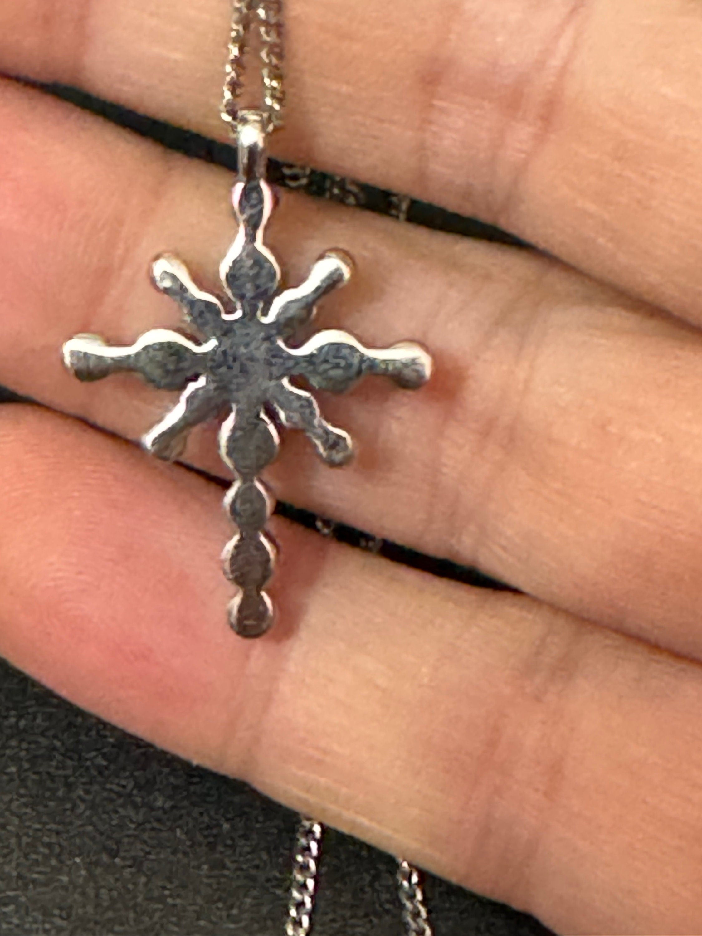 Vintage signed JBK camrose and cross silver plated clear crystal cross pendant on a 50cm chain