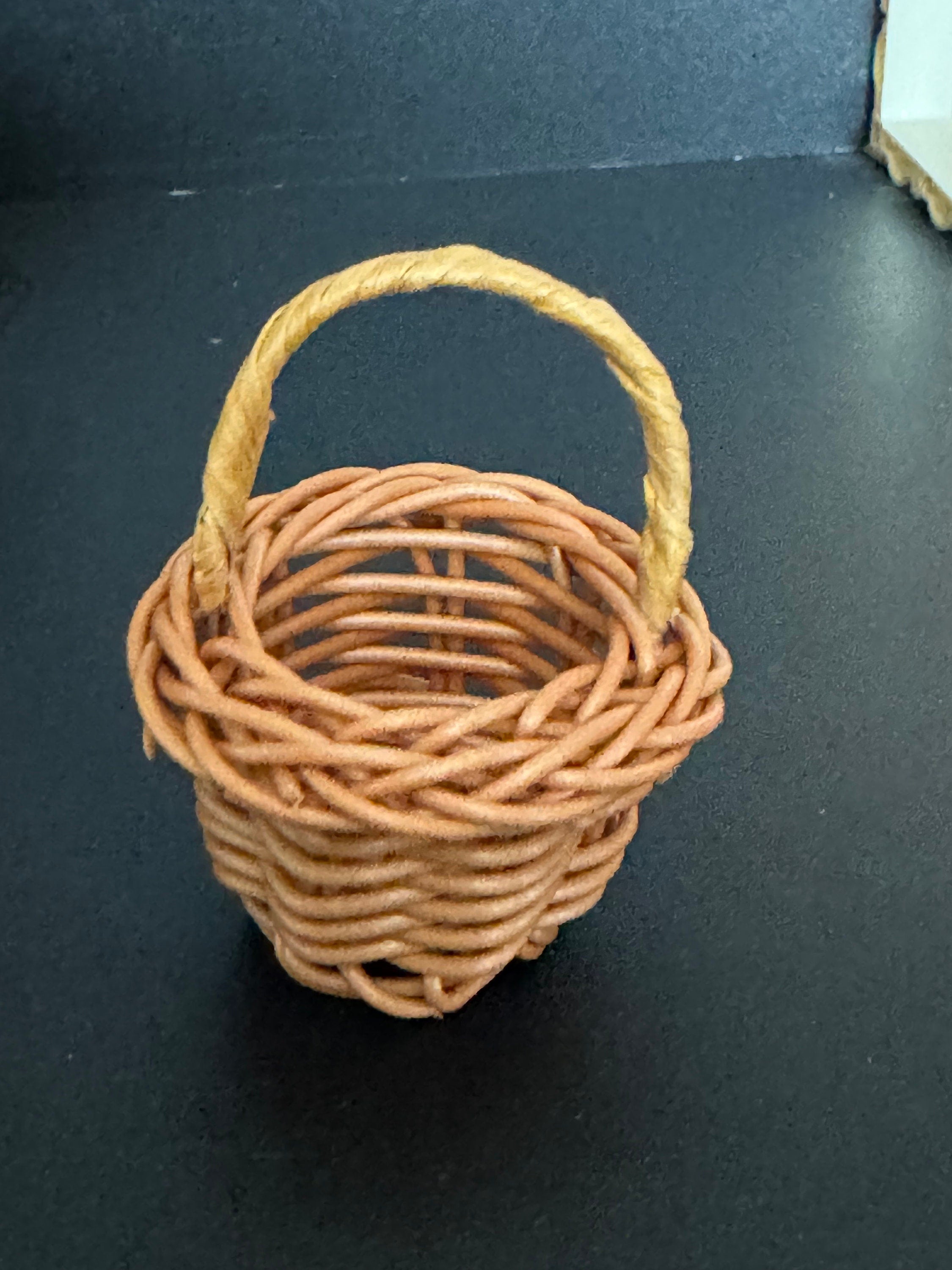 Miniature wicker basket cake topper decoration micro scenery craft supply