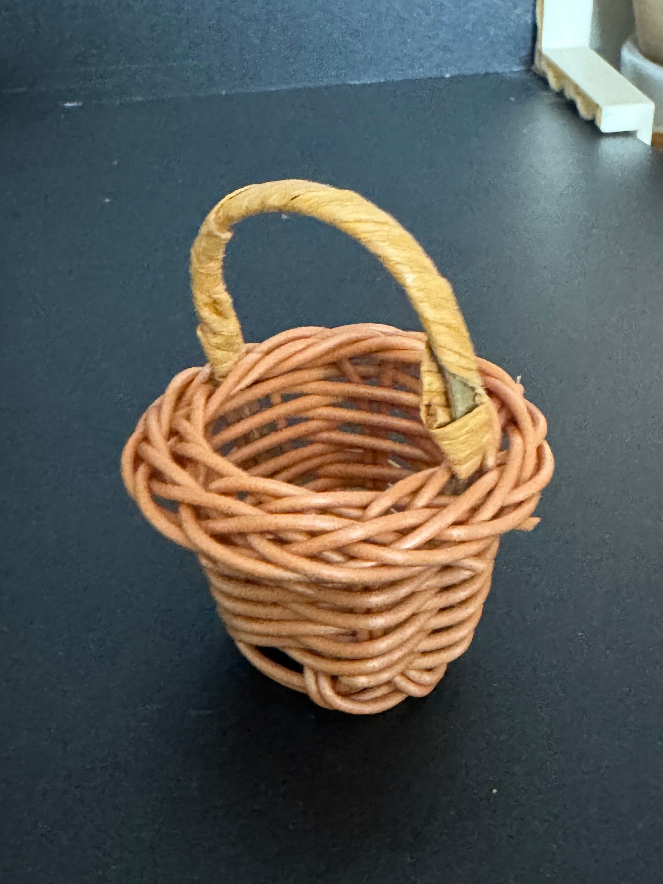 Miniature wicker basket cake topper decoration micro scenery craft supply