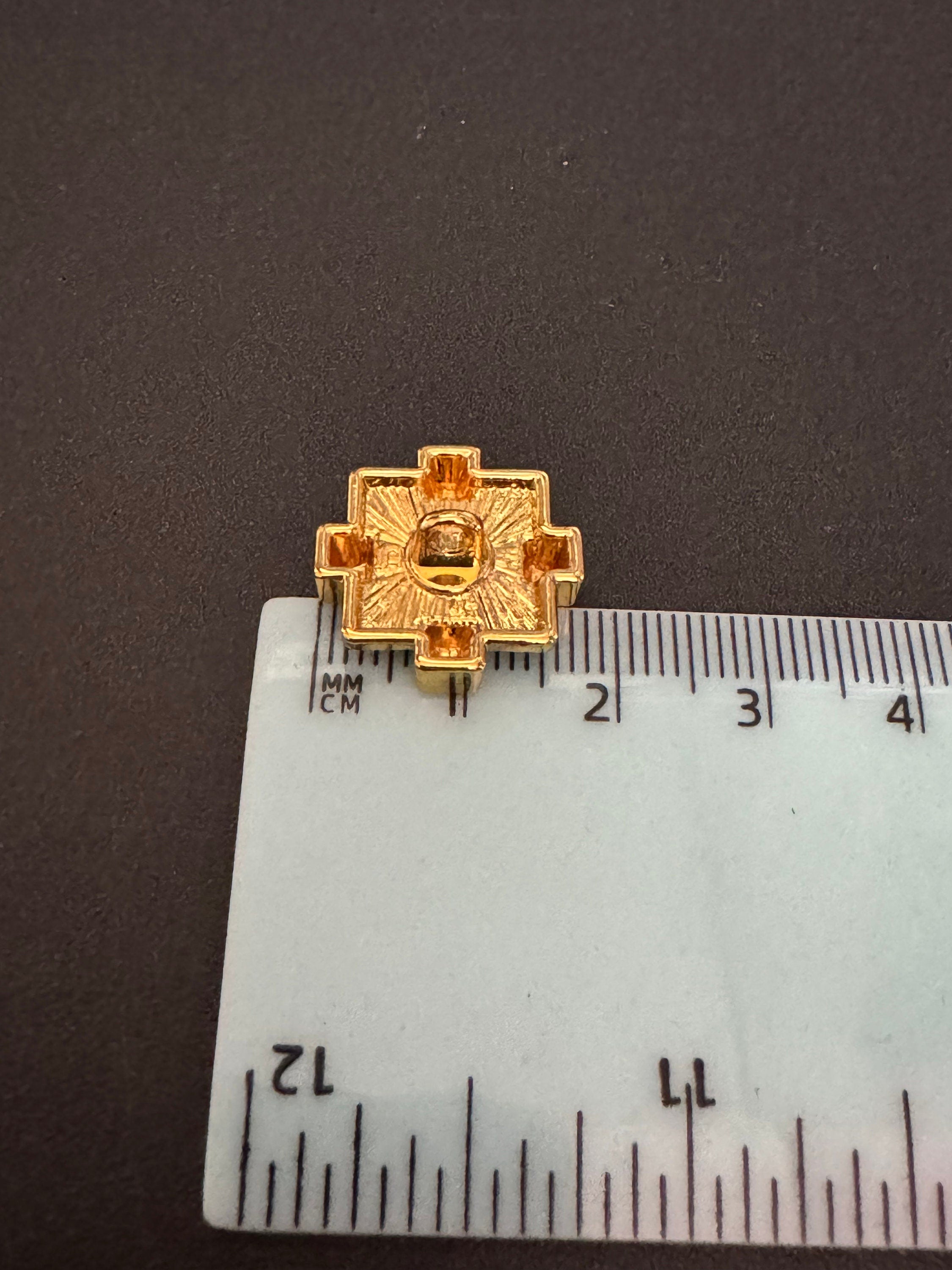 17mm Brutalist Gold Tone Metal Buttons: Geometric Square Design (Pack of 5)