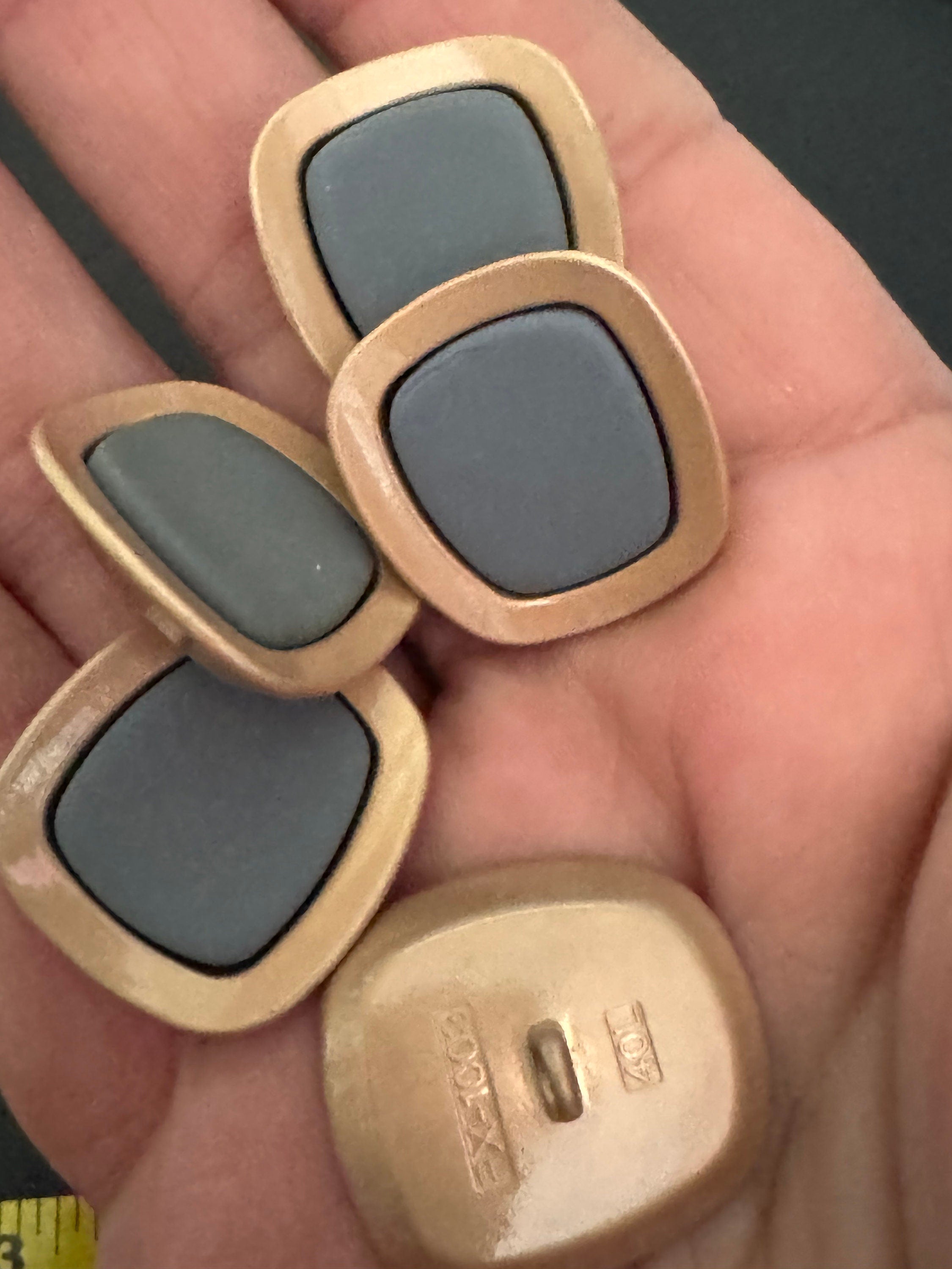 Matte Gold Metal Buttons: Irregular Square Design, Earth Tone Colors - 24mm, Pack of 5